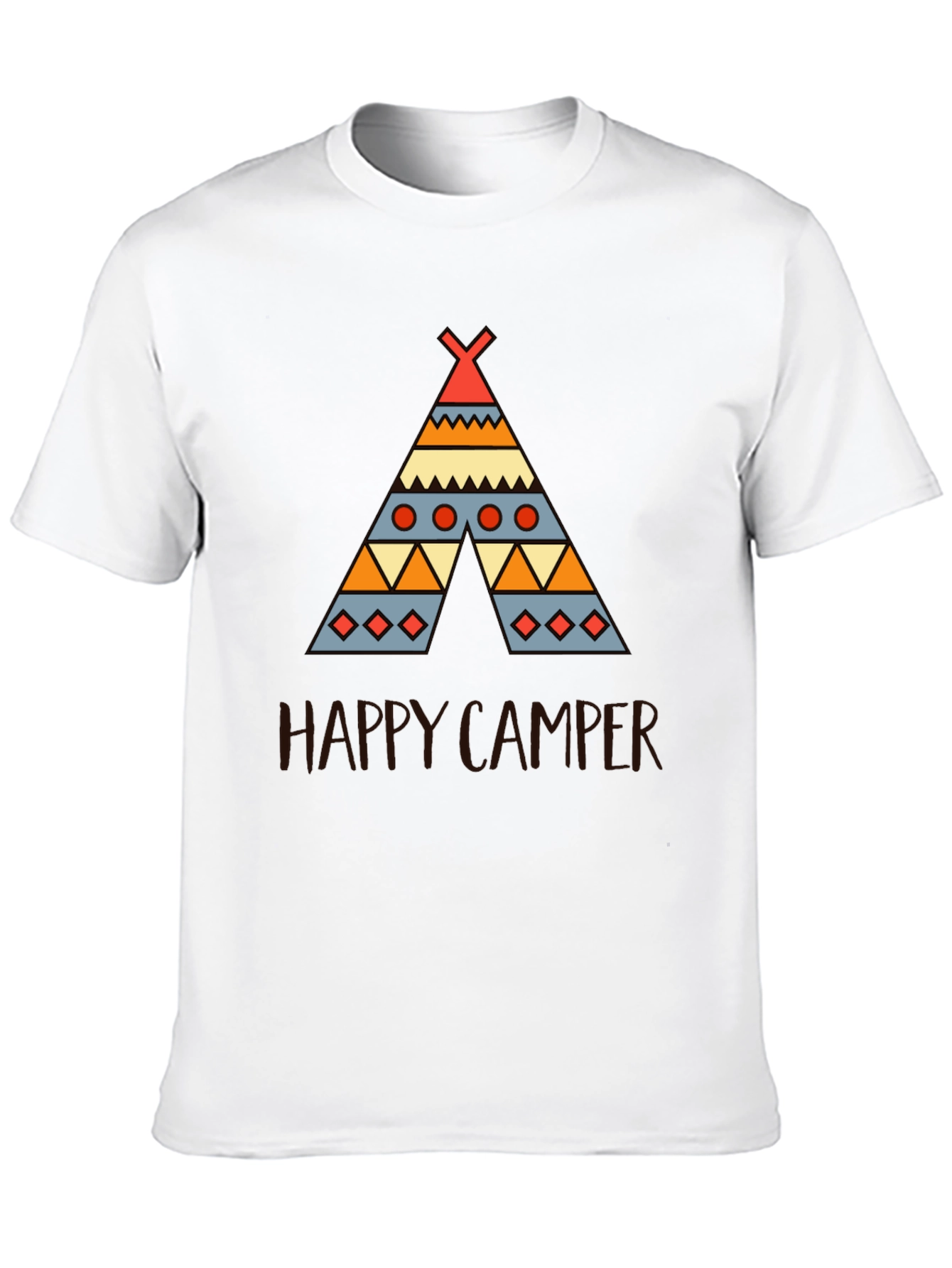 Happy Camper Graphic Tee - Black Cotton T-Shirt
