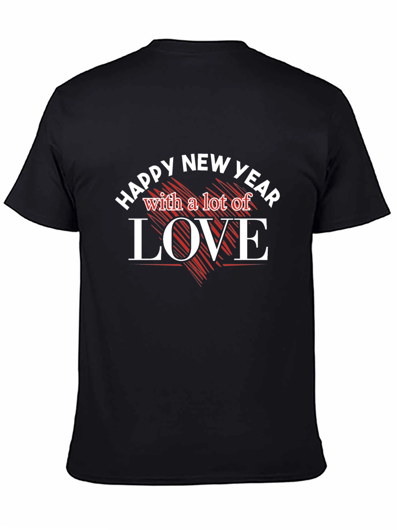 Happy New Year Love Graphic Tee - Black