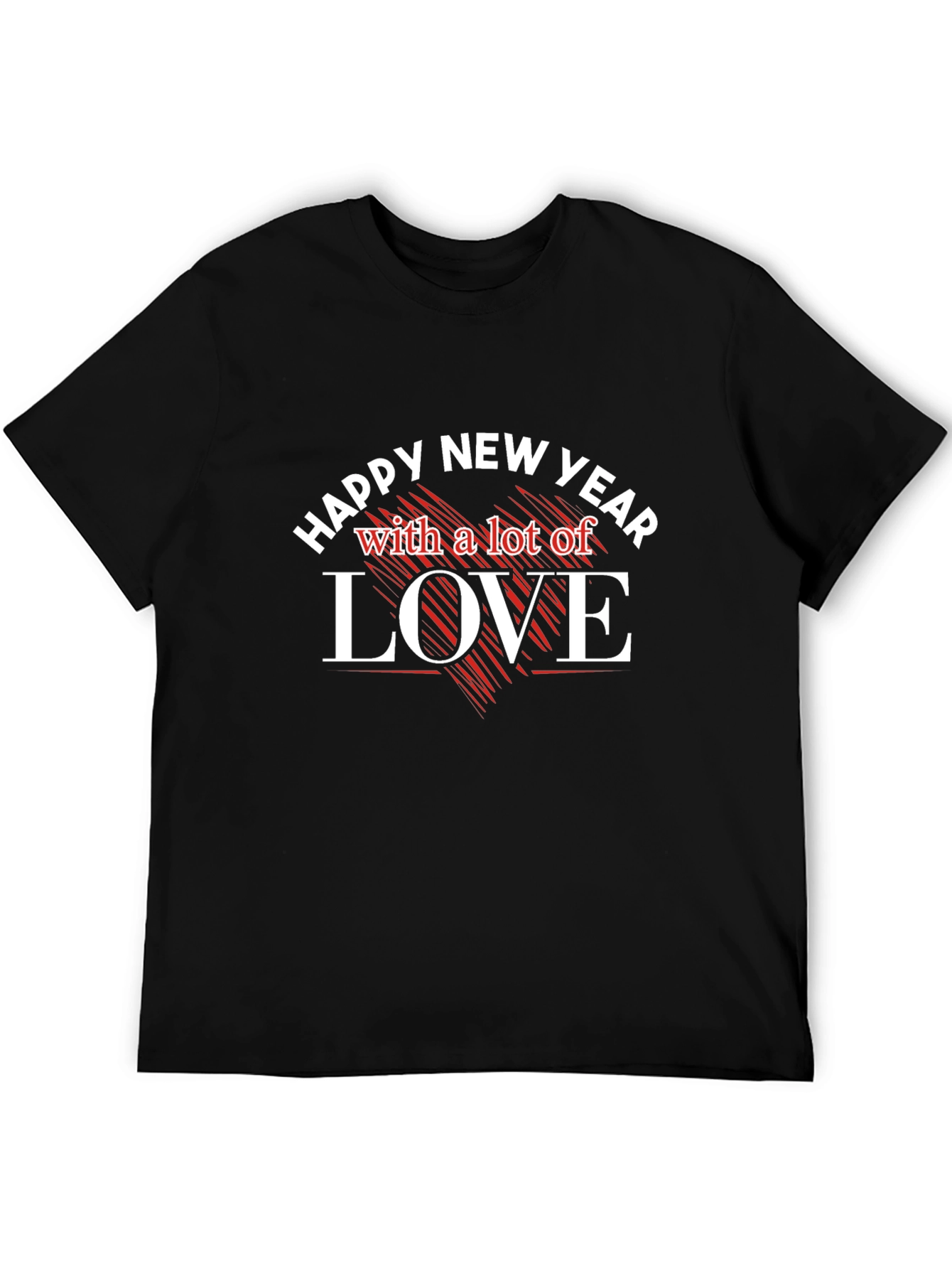 Happy New Year Love Graphic Tee - Black