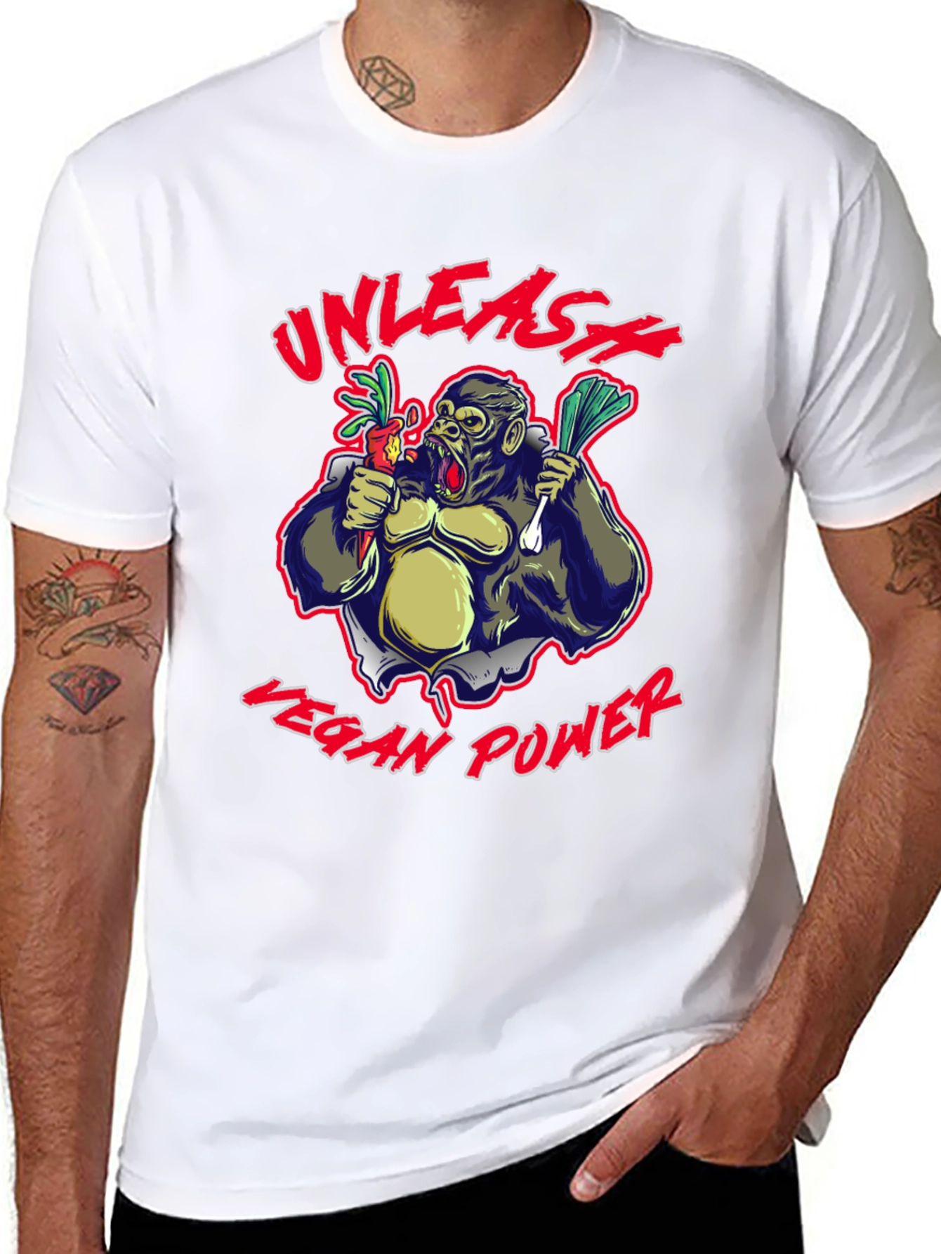 Unleash Vegan Power Gorilla Graphic T-Shirt