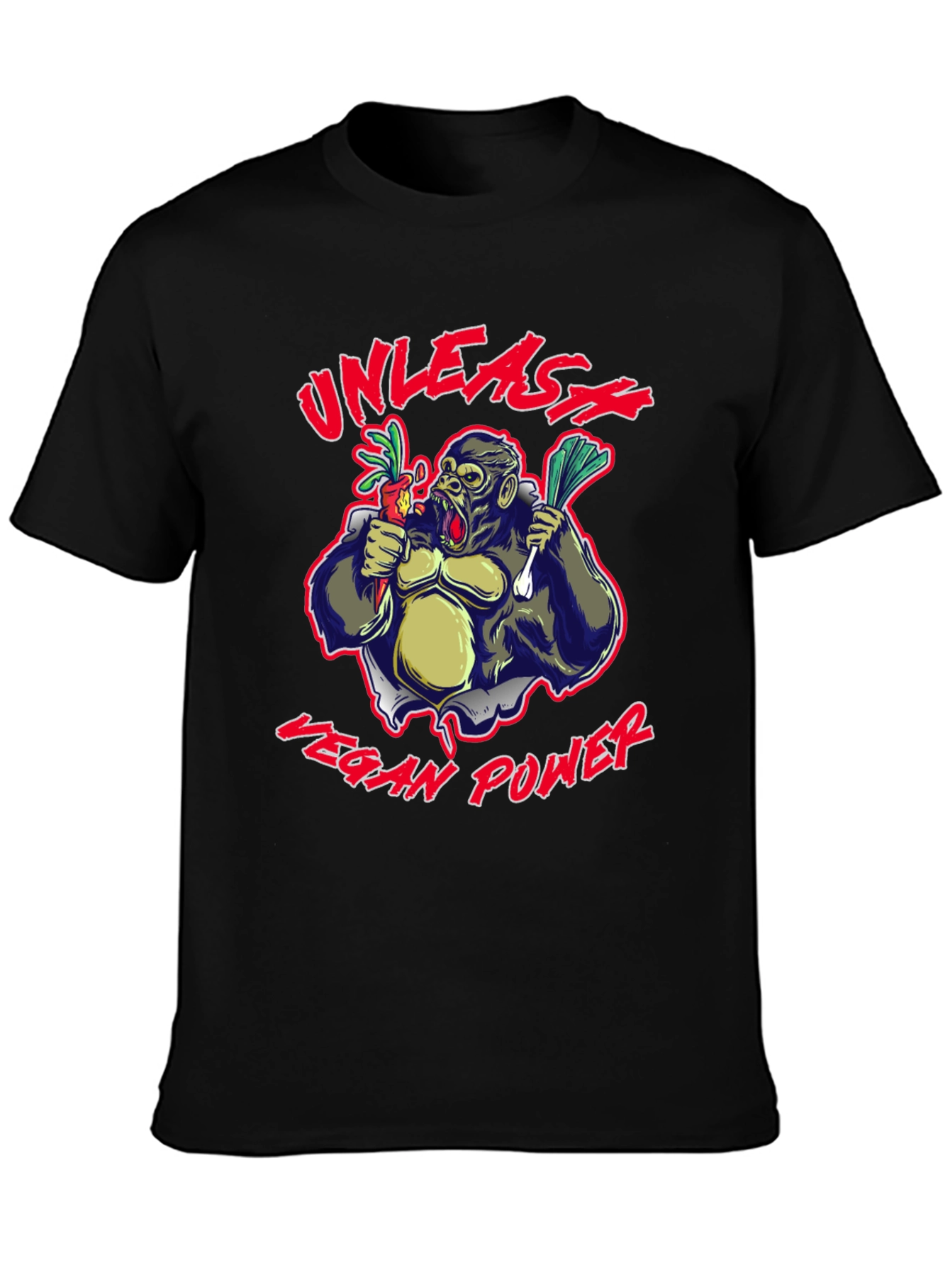 Unleash Vegan Power Gorilla Graphic T-Shirt
