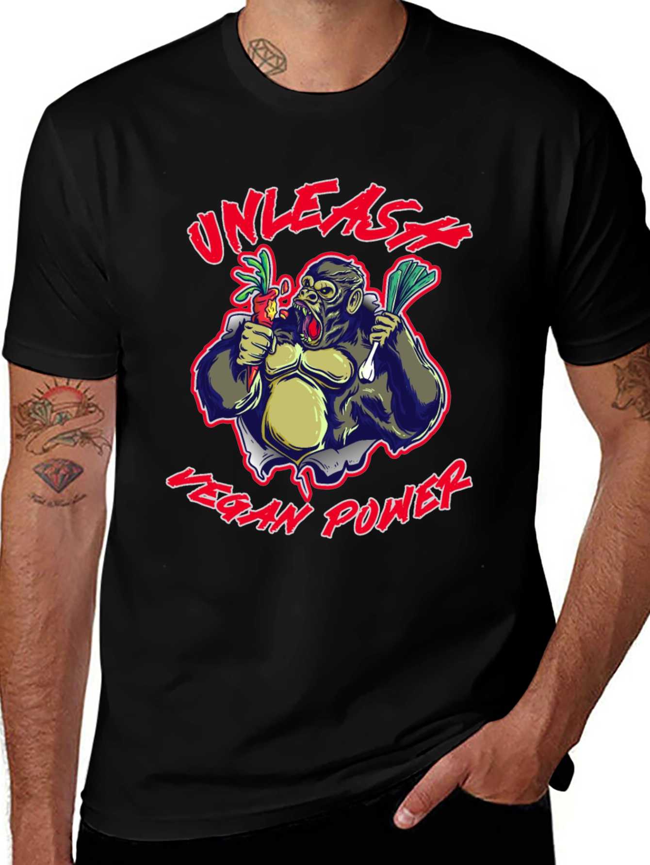 Unleash Vegan Power Gorilla Graphic T-Shirt