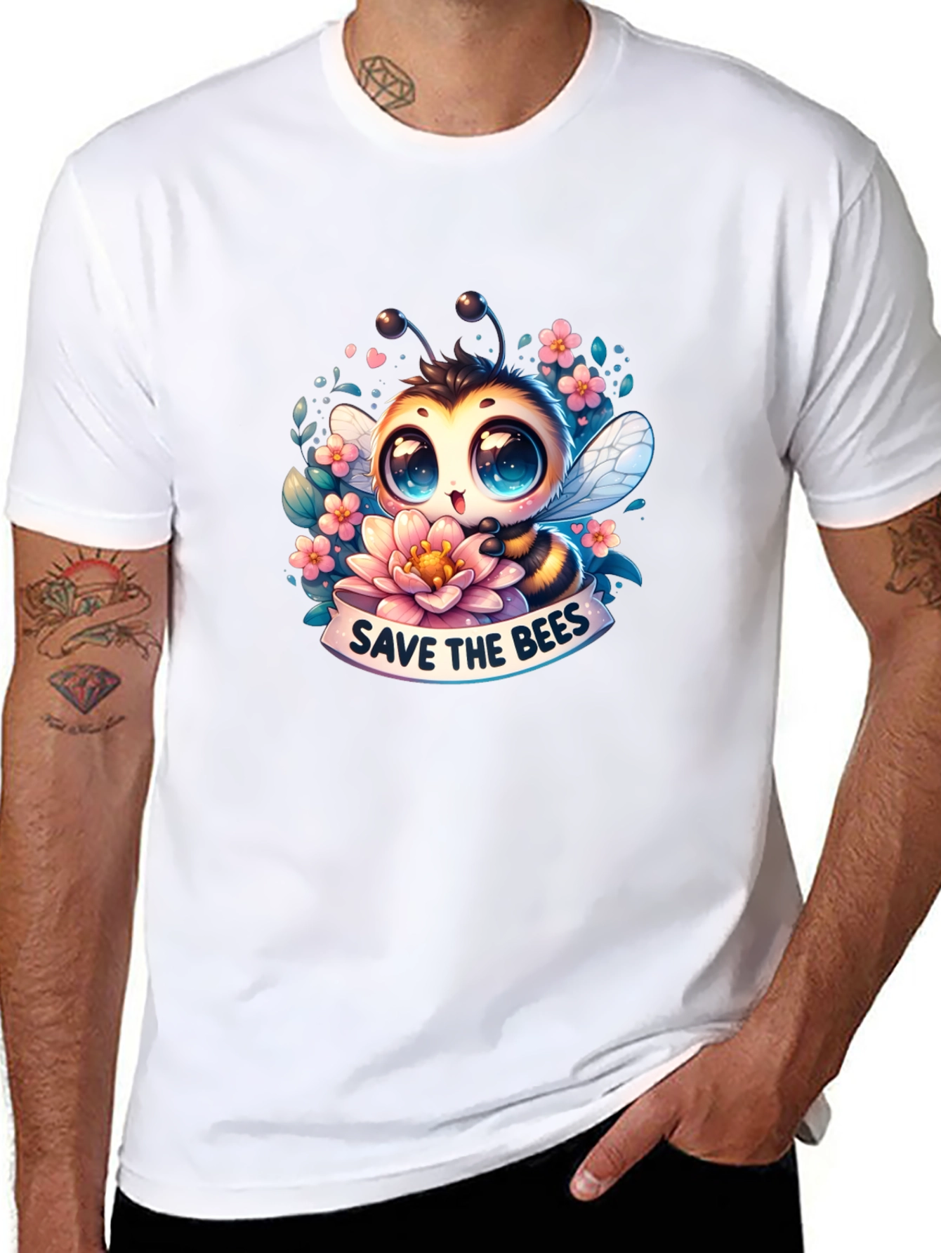 Save The Bees Graphic Tee - Black Cotton
