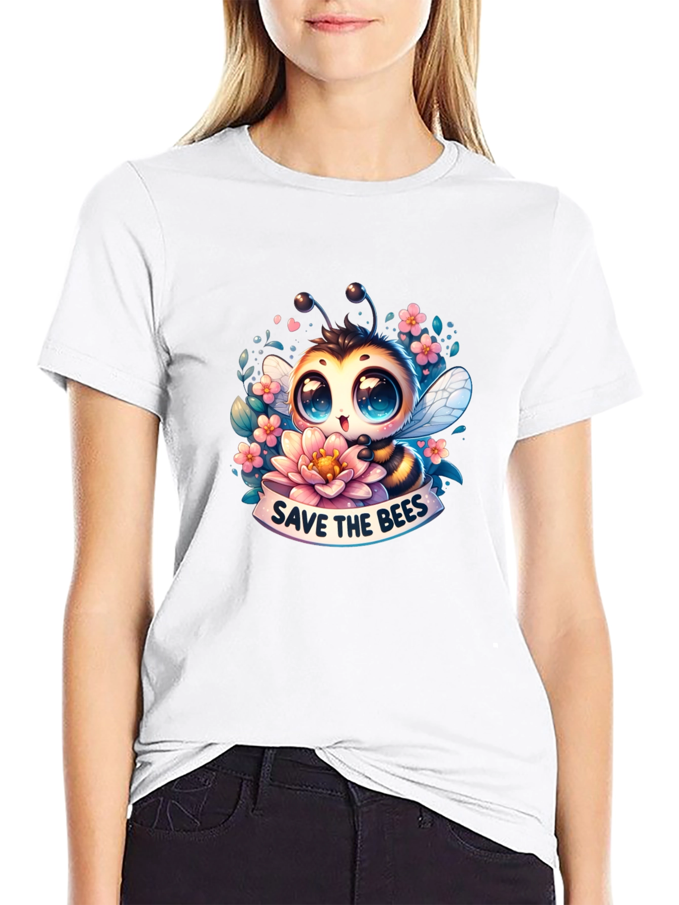 Save The Bees Graphic Tee - Black Cotton