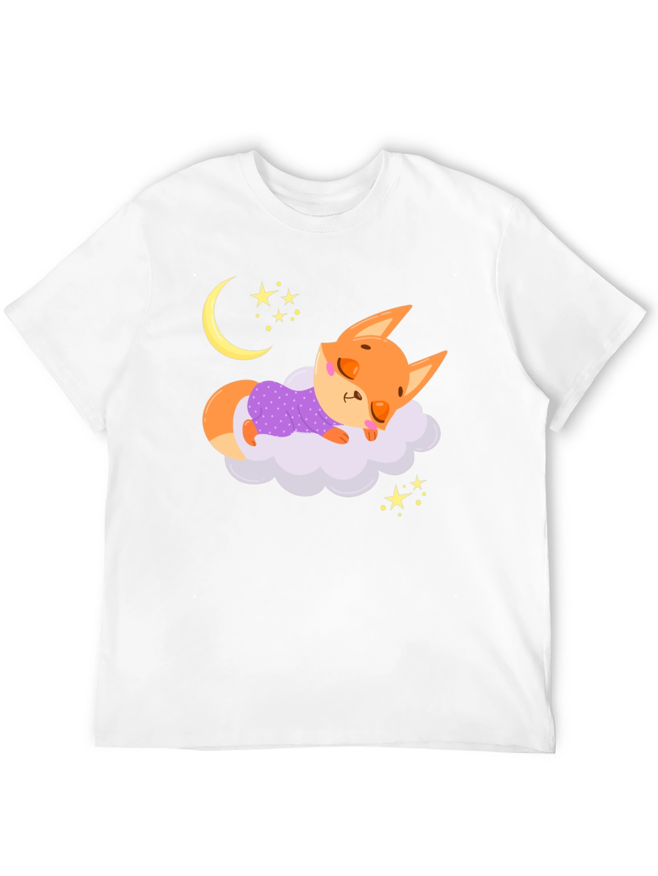 Cute Sleeping Fox T-Shirt - Dreamy Night Design