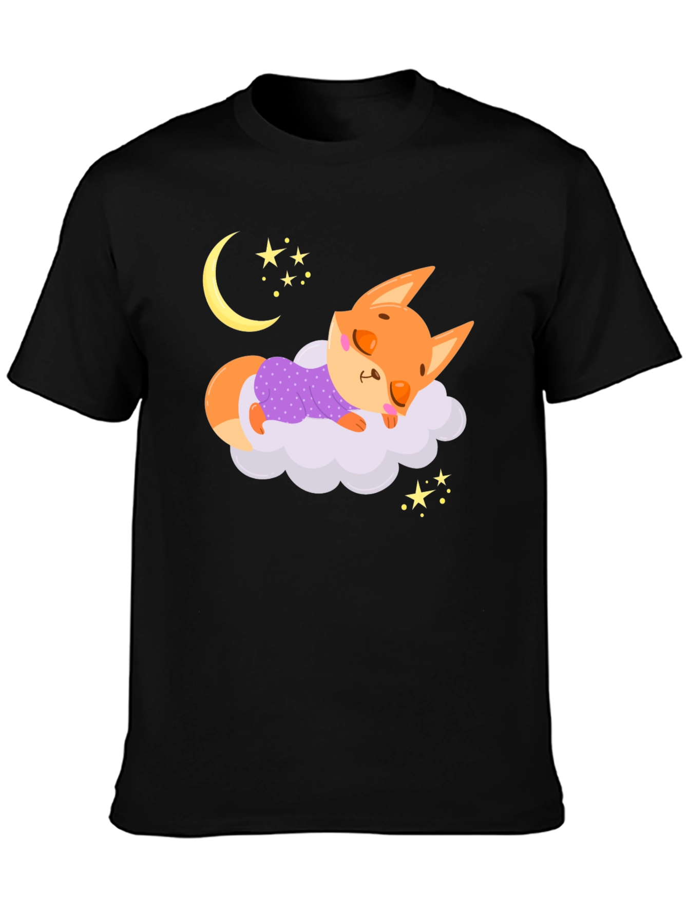 Cute Sleeping Fox T-Shirt - Dreamy Night Design