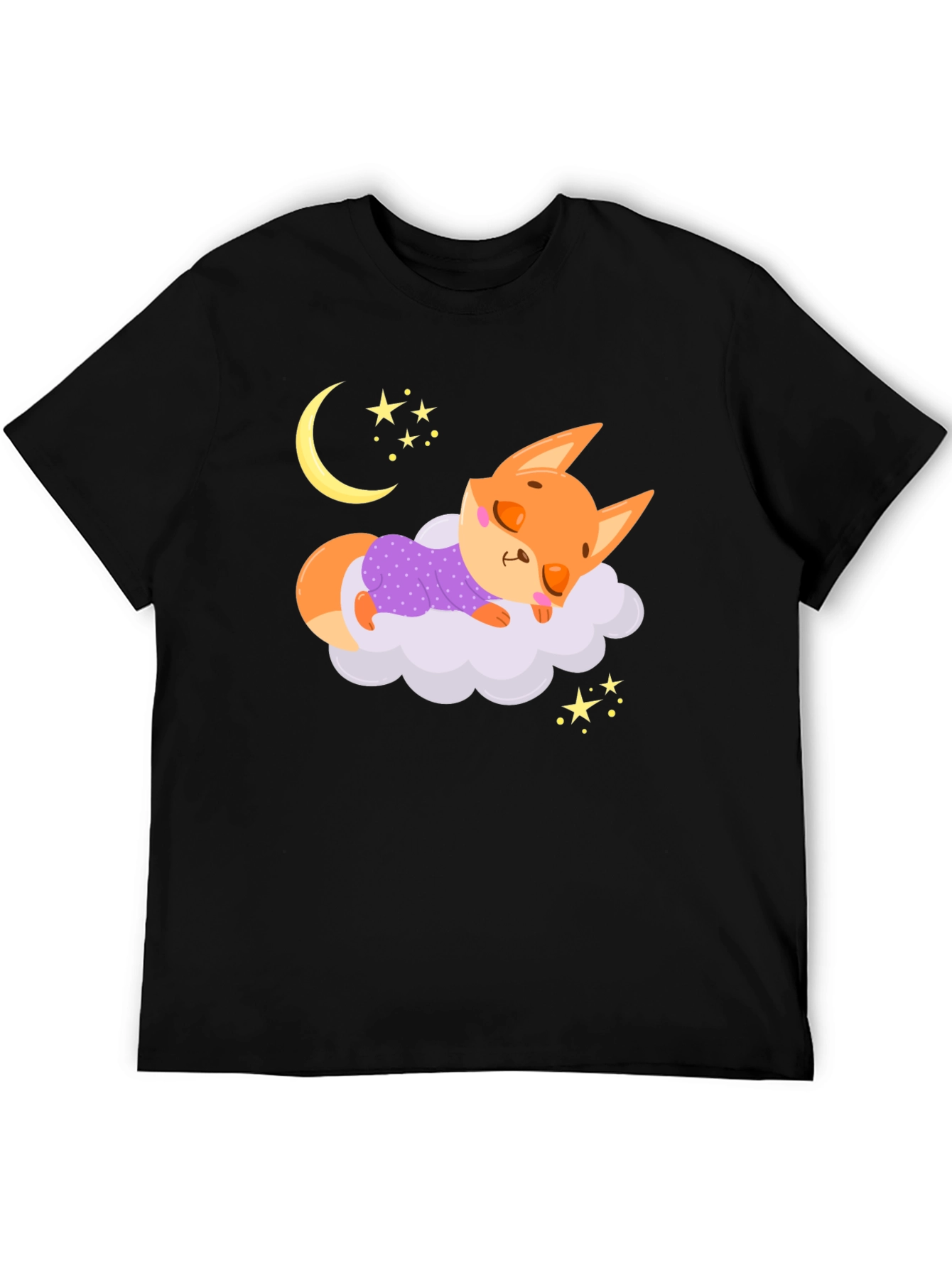 Cute Sleeping Fox T-Shirt - Dreamy Night Design