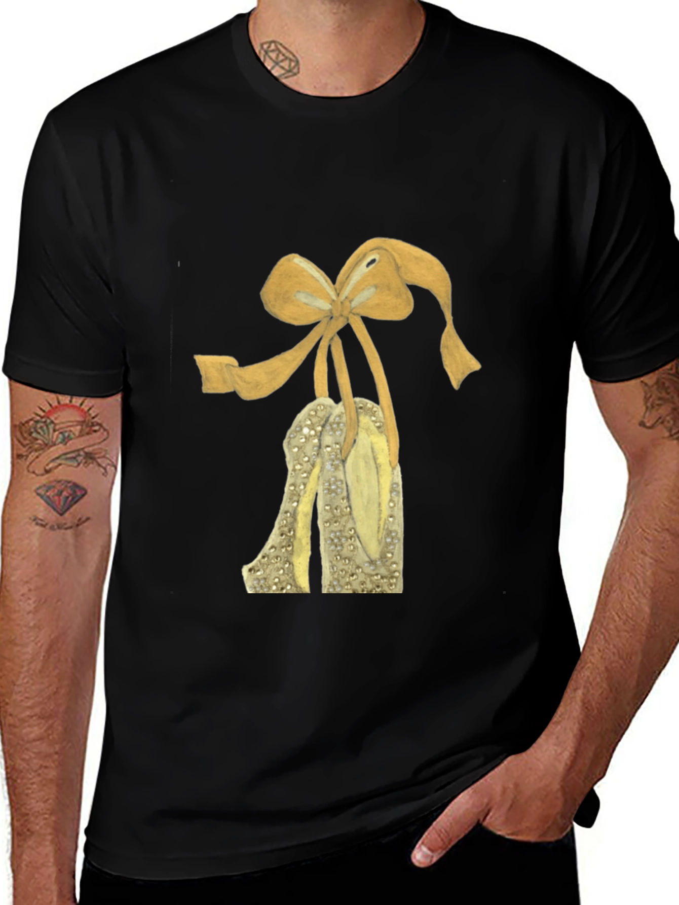 T-Shirt with Shoe and Bow Graphic