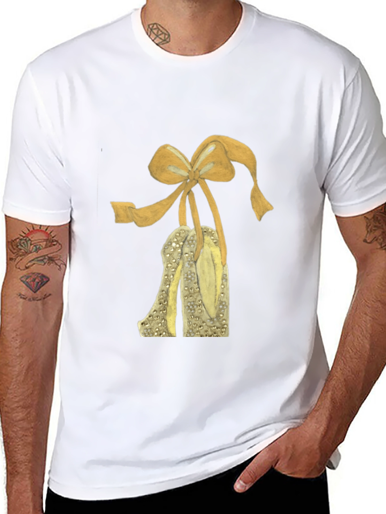 T-Shirt with Shoe and Bow Graphic