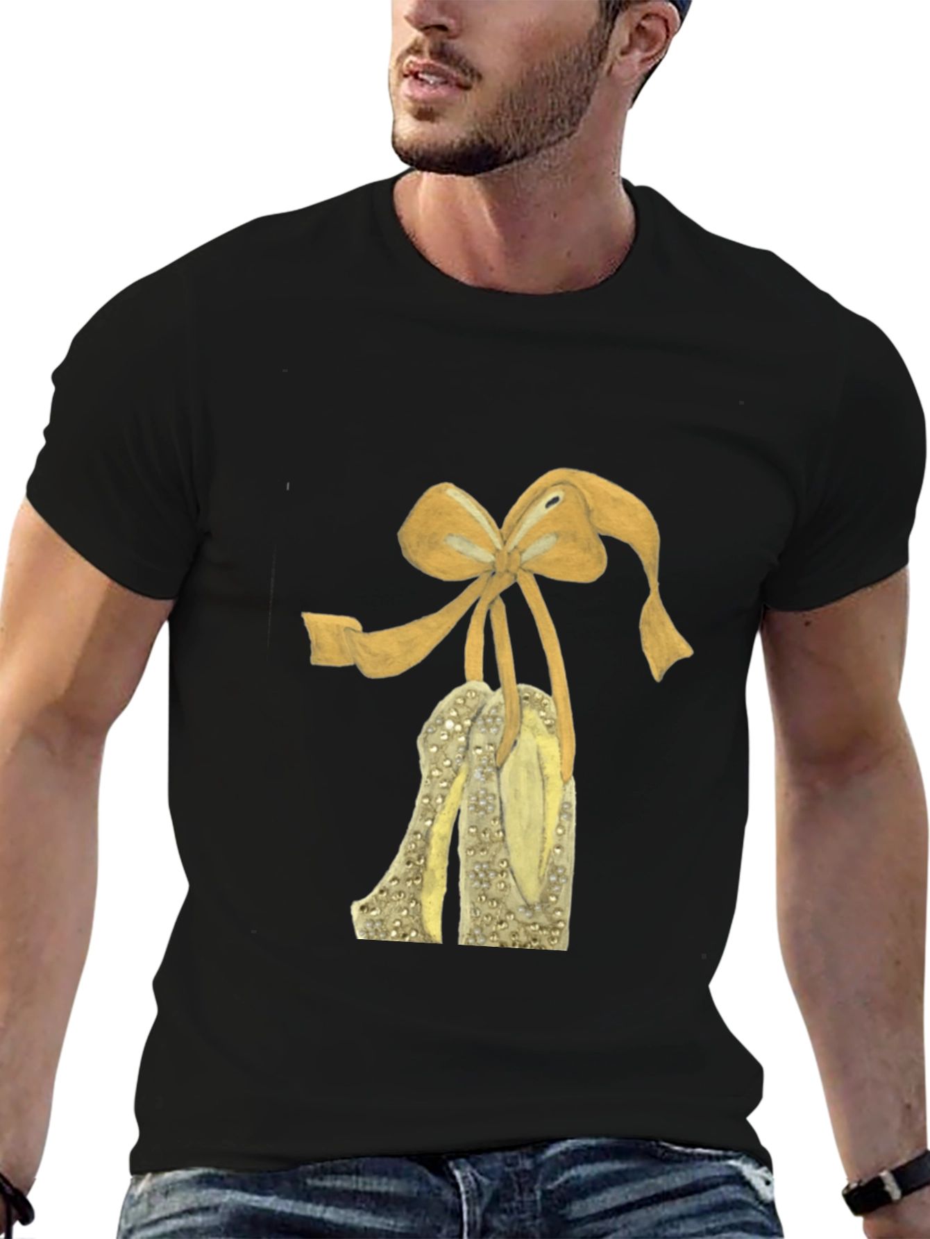 T-Shirt with Shoe and Bow Graphic