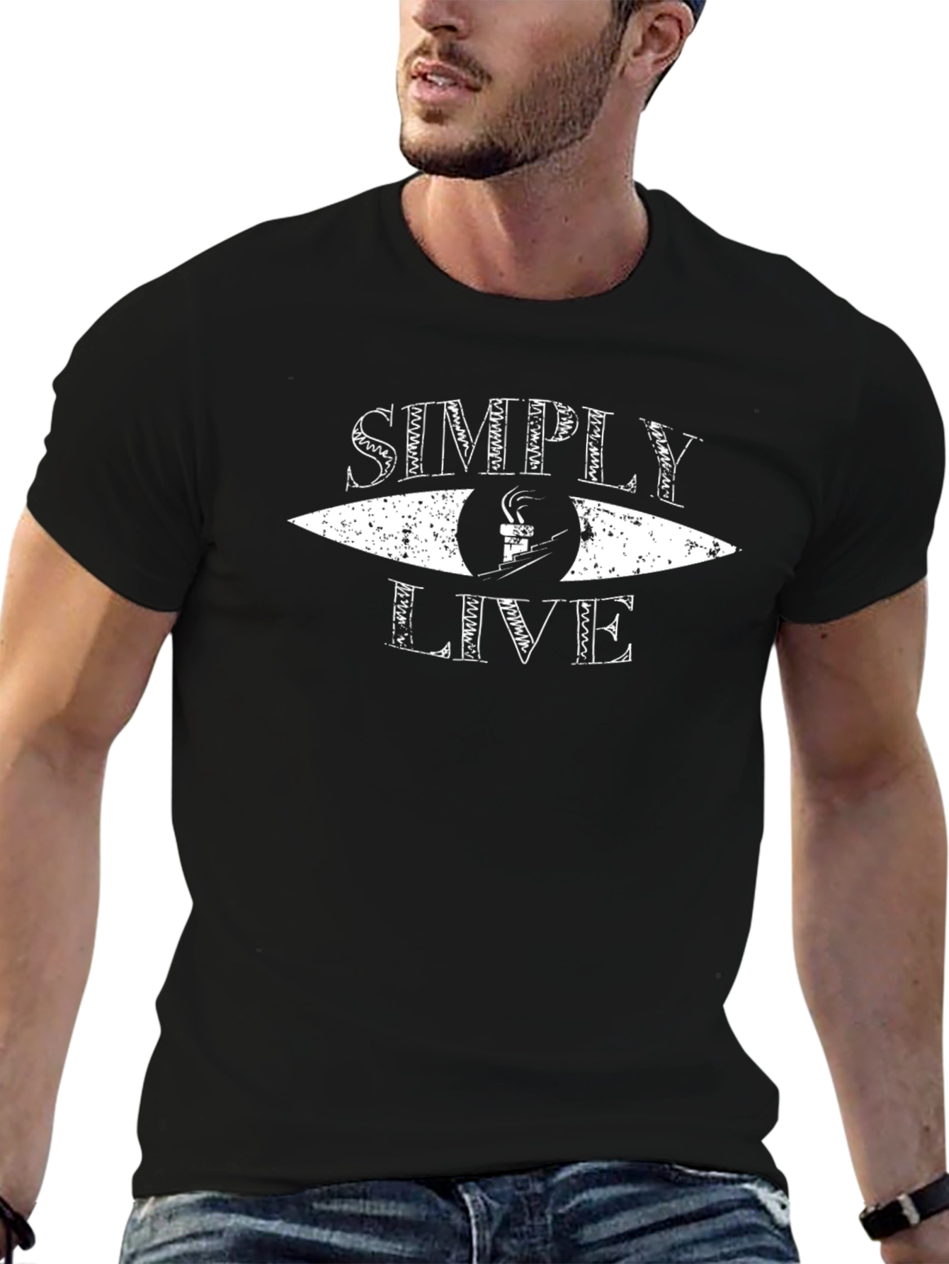 Simply Live Graphic Tee - Black Cotton Blend