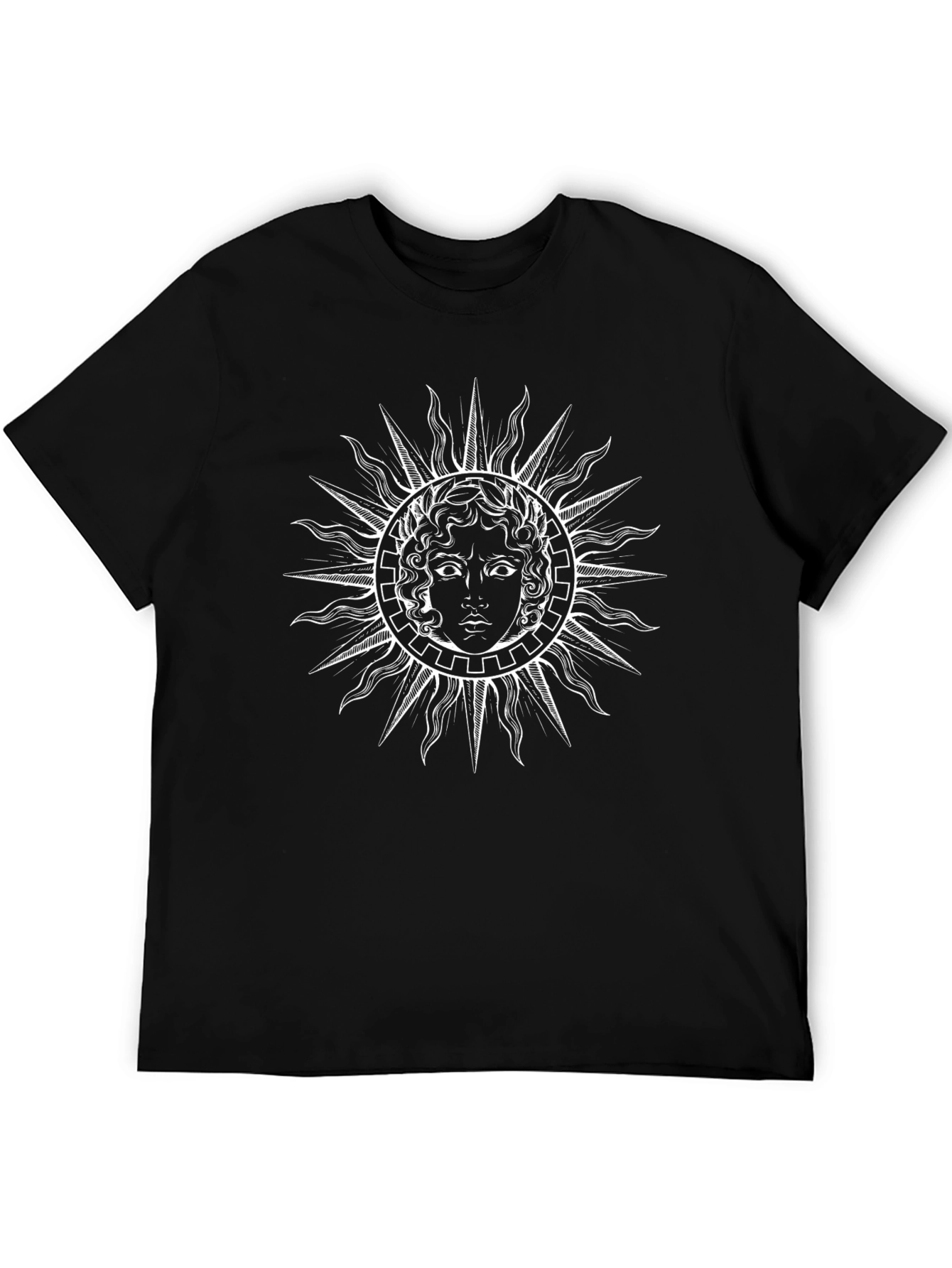Sun Face Graphic Tee - Black Cotton T-Shirt