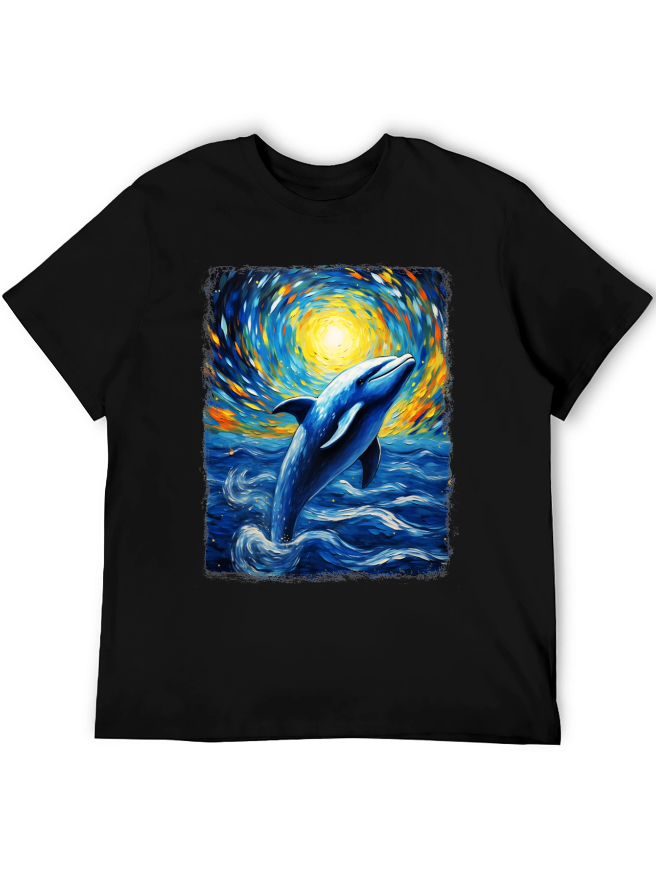 Dolphin Van Gogh Style T-Shirt Artistic Ocean Tee