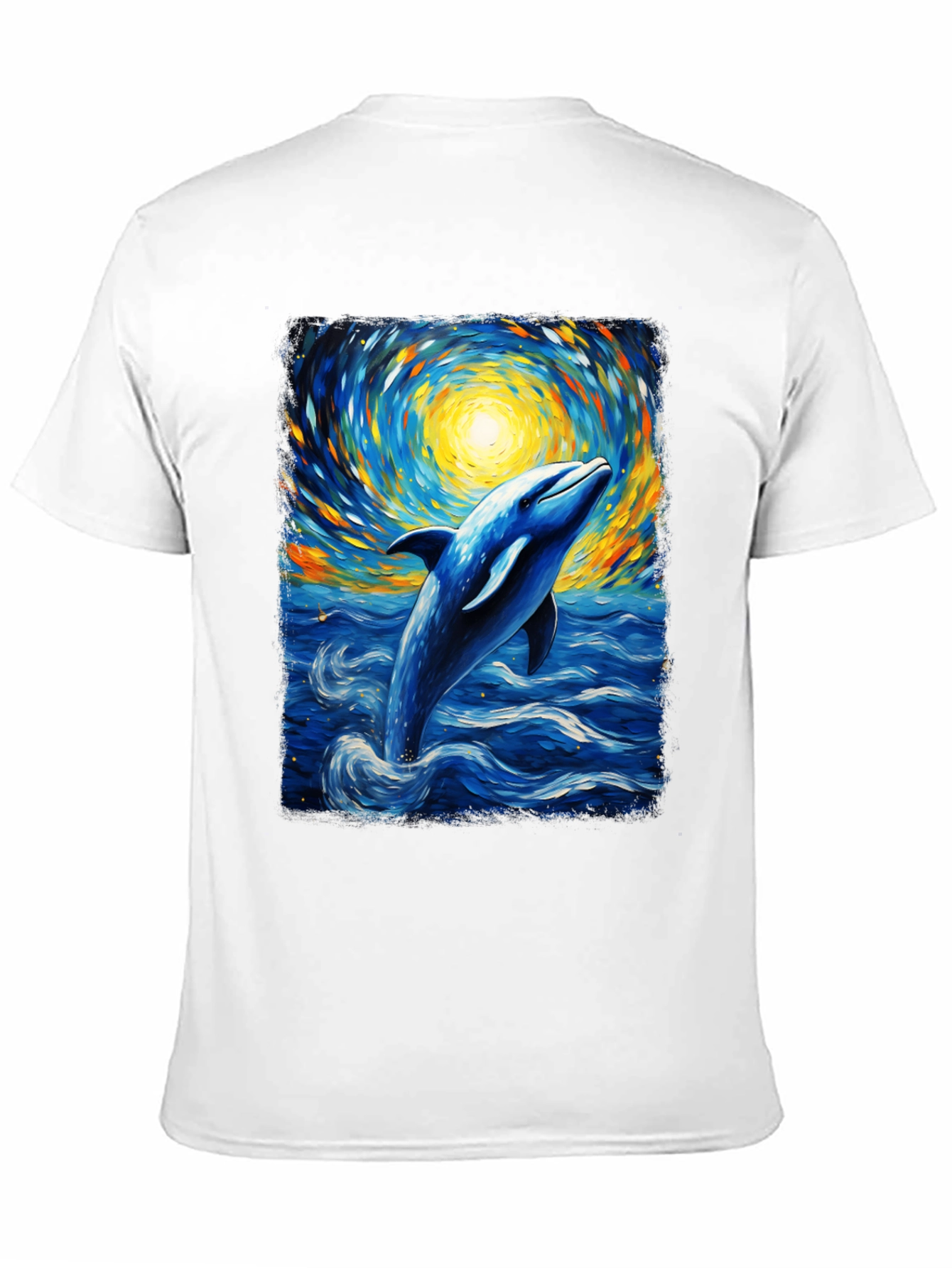 Dolphin Van Gogh Style T-Shirt Artistic Ocean Tee