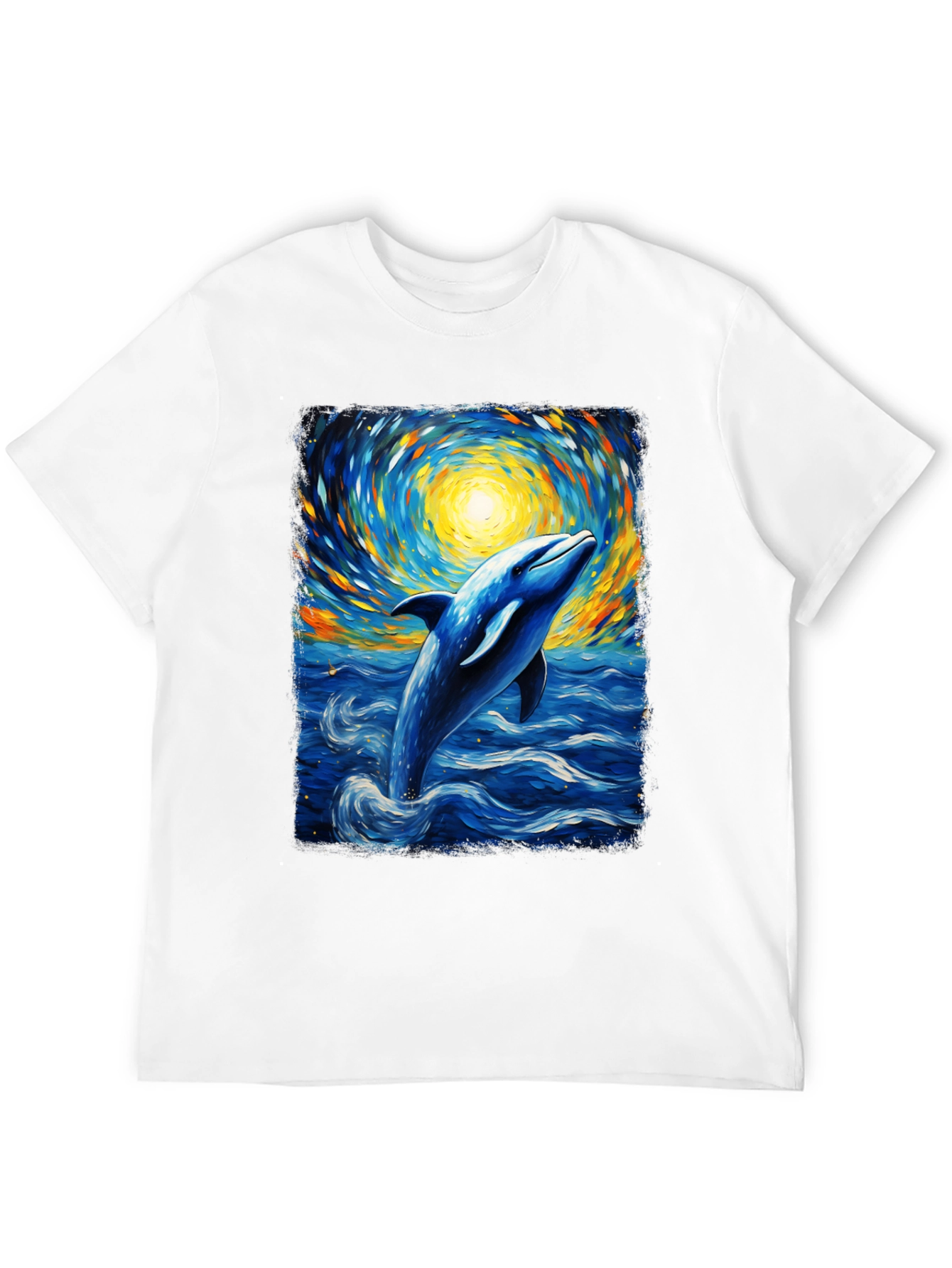 Dolphin Van Gogh Style T-Shirt Artistic Ocean Tee