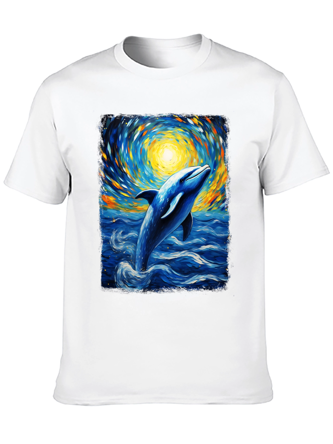 Dolphin Van Gogh Style T-Shirt Artistic Ocean Tee