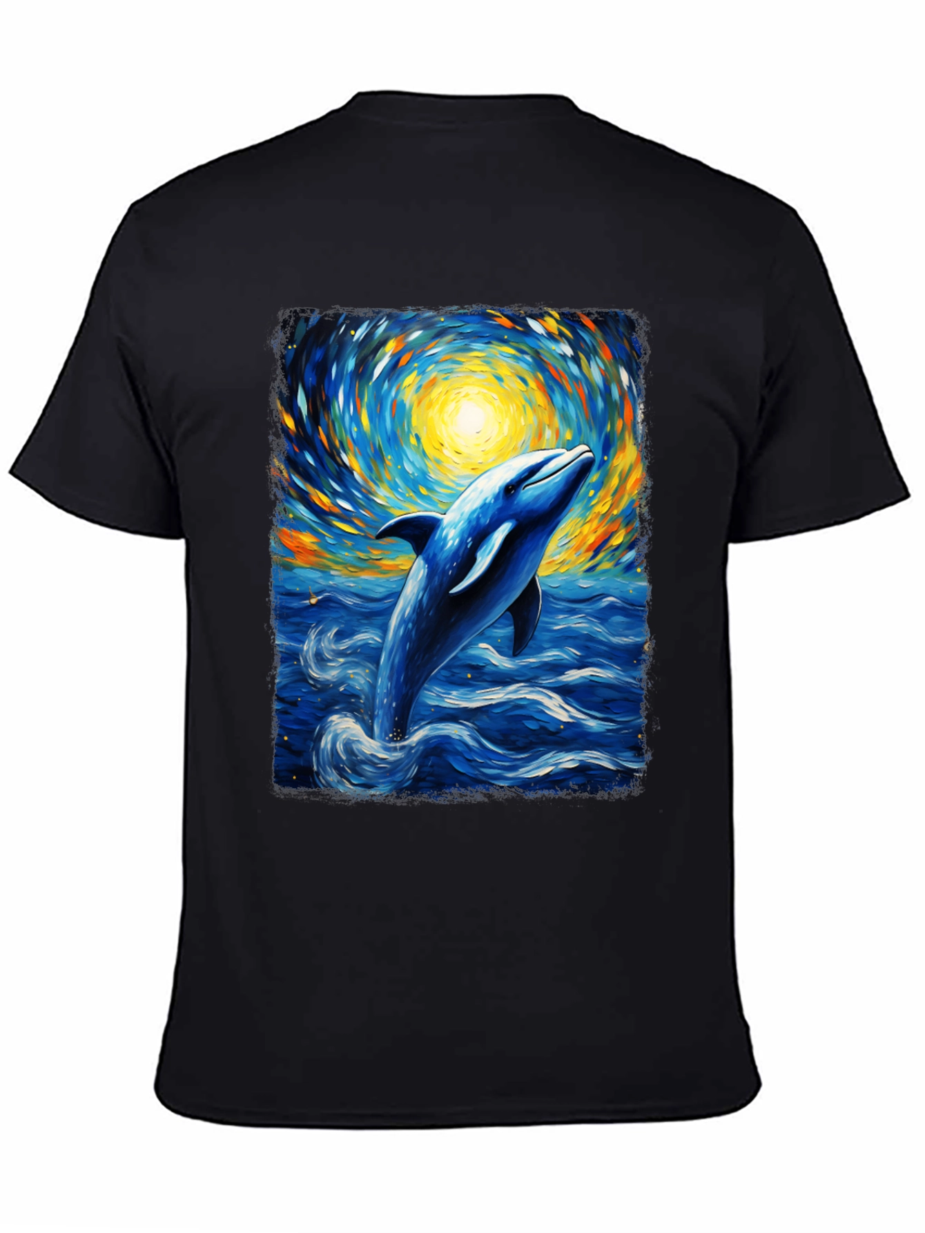 Dolphin Van Gogh Style T-Shirt Artistic Ocean Tee