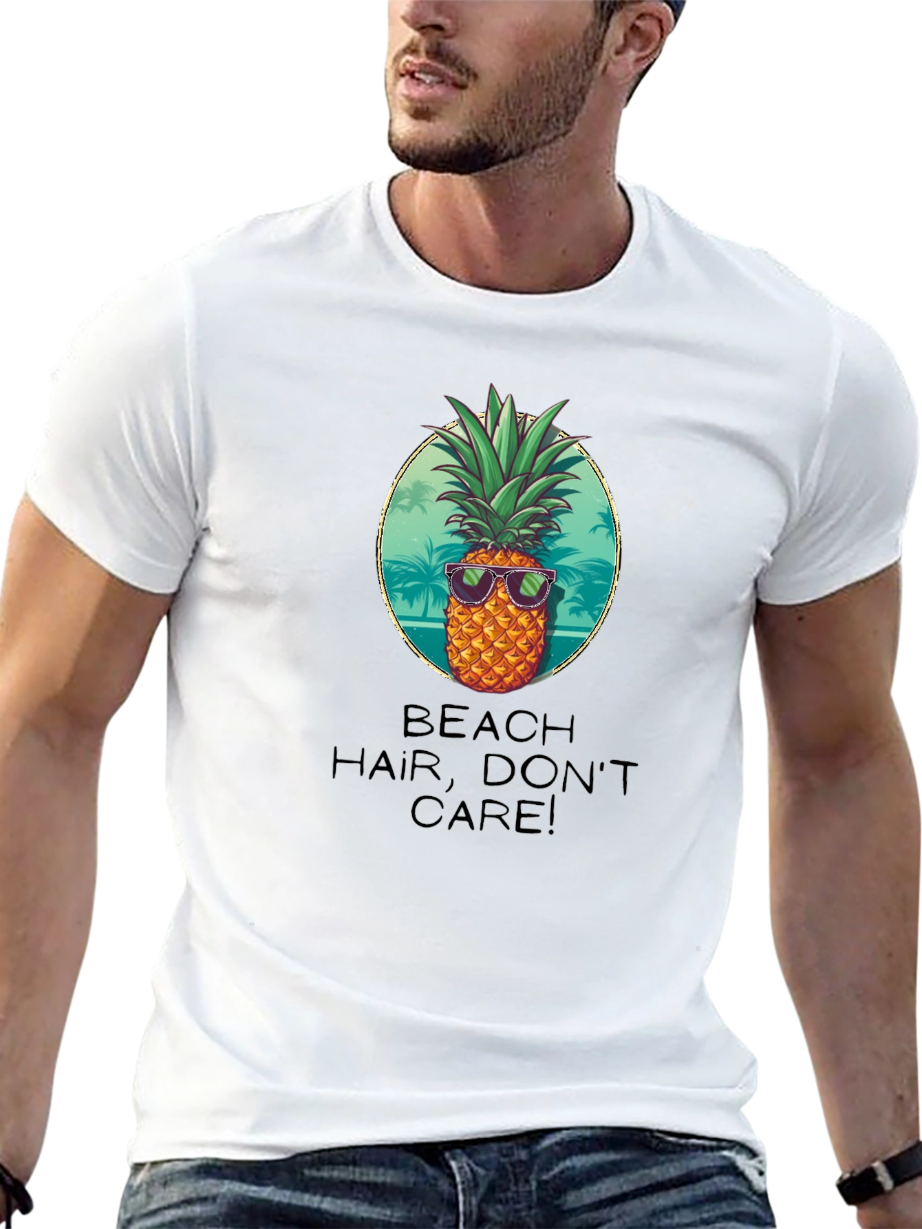 Beach Hair Dont Care! Pineapple Graphic Tee