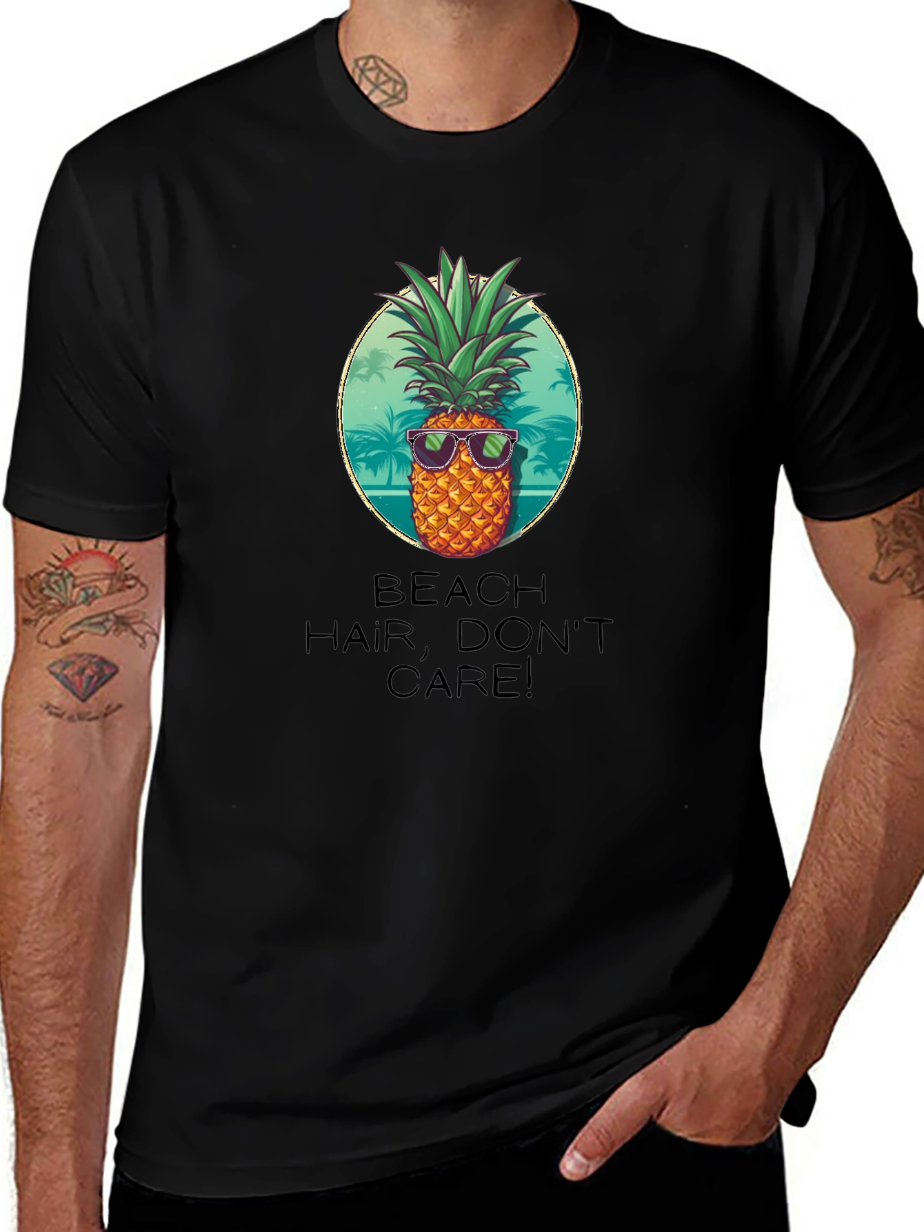 Beach Hair Dont Care! Pineapple Graphic Tee