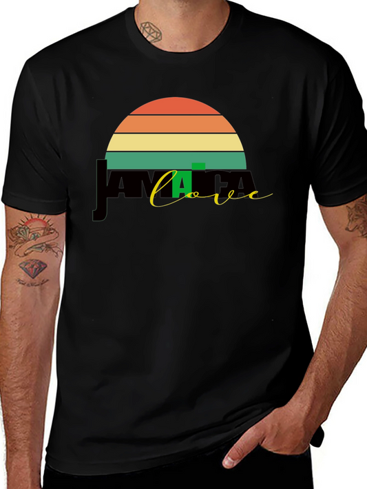 Jamaica Love Retro Graphic Tee - Black Unisex T-Shirt