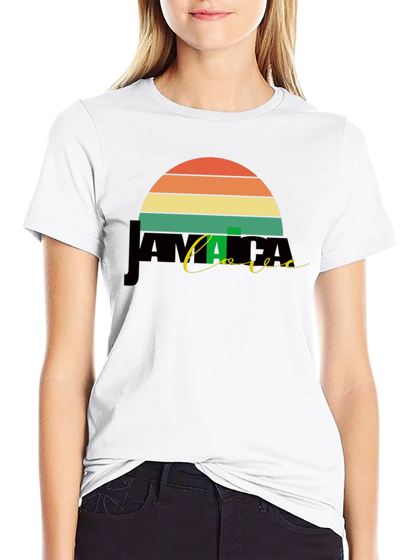 Jamaica Love Retro Graphic Tee - Black Unisex T-Shirt