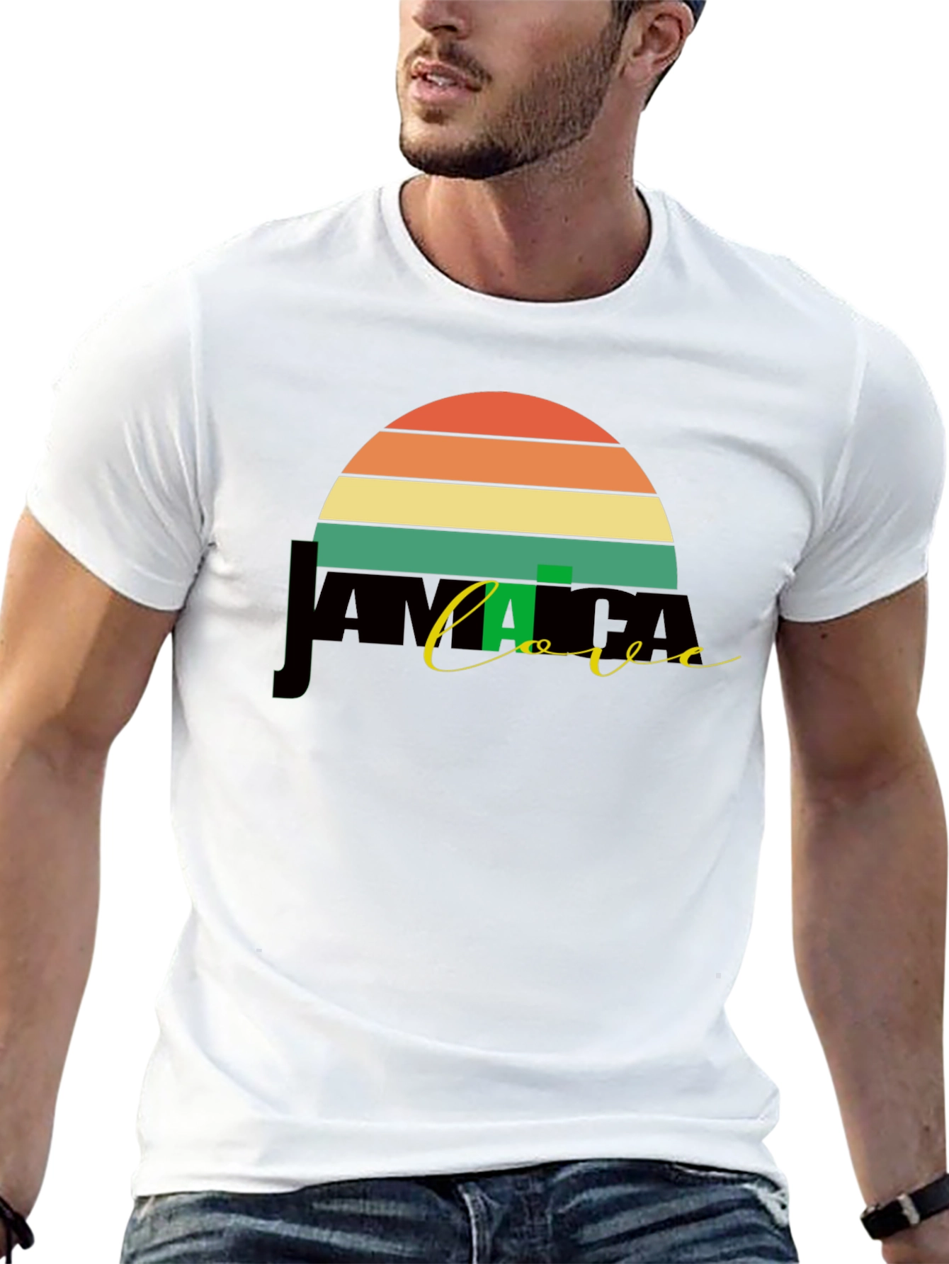 Jamaica Love Retro Graphic Tee - Black Unisex T-Shirt