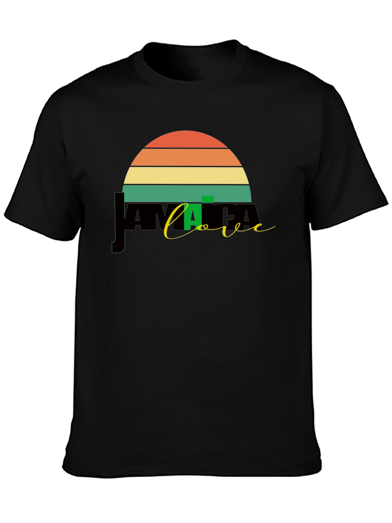 Jamaica Love Retro Graphic Tee - Black Unisex T-Shirt