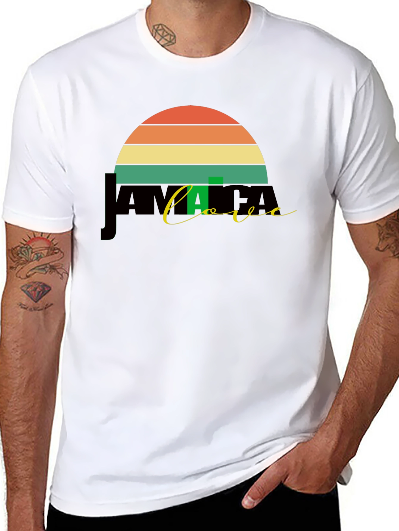 Jamaica Love Retro Graphic Tee - Black Unisex T-Shirt