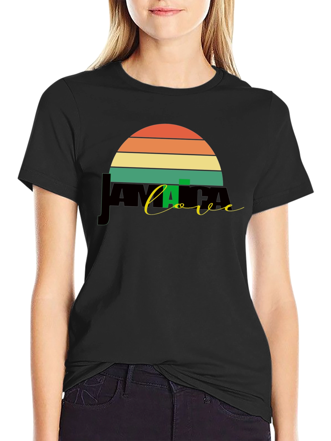 Jamaica Love Retro Graphic Tee - Black Unisex T-Shirt