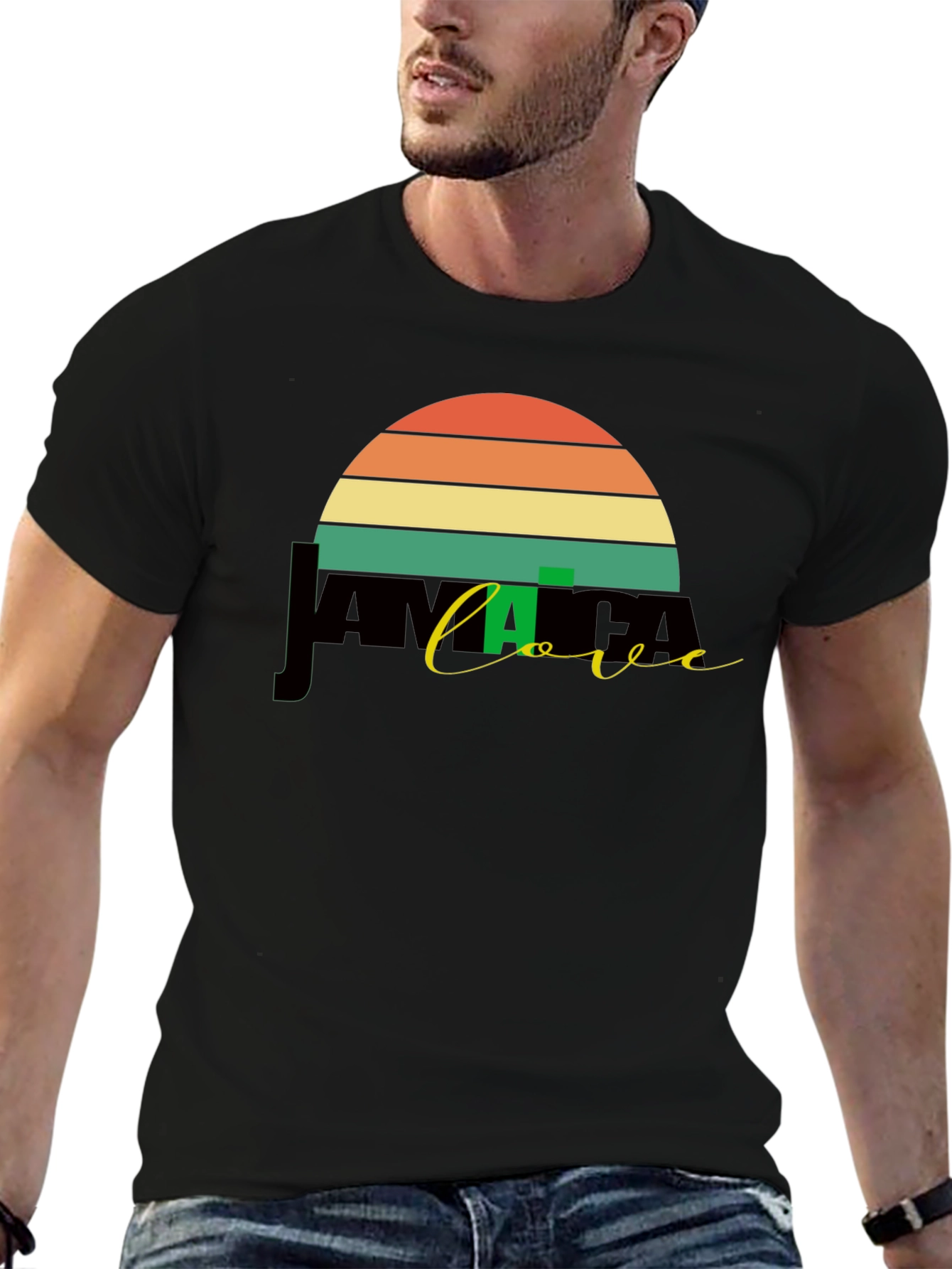 Jamaica Love Retro Graphic Tee - Black Unisex T-Shirt