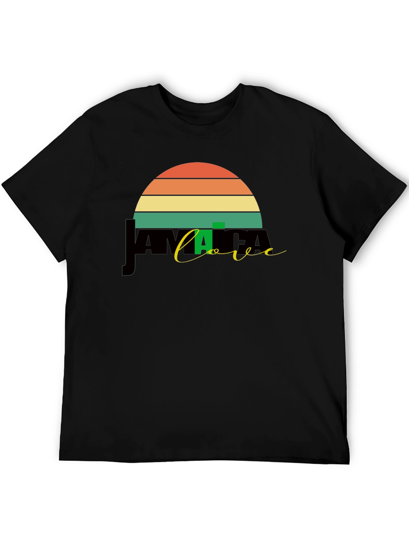 Jamaica Love Retro Graphic Tee - Black Unisex T-Shirt