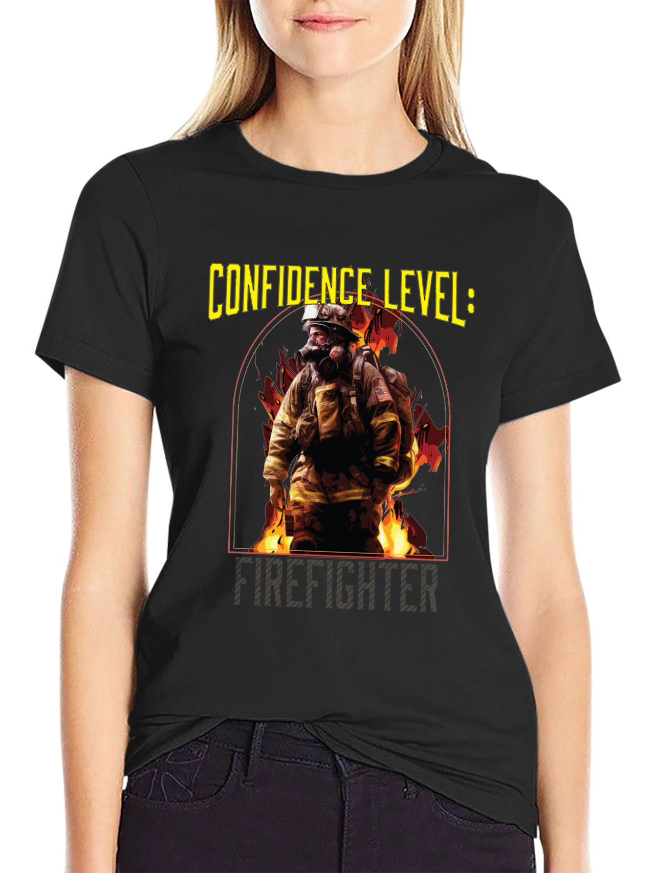 Confidence Level: Firefighter Black T-Shirt