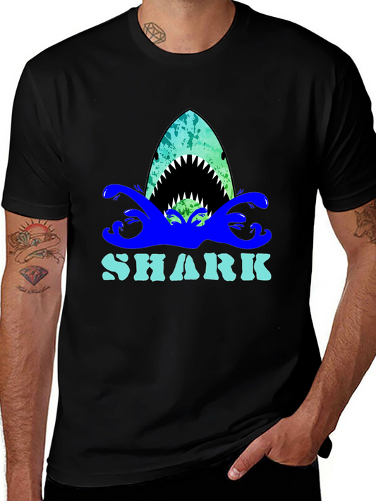 Shark Graphic Print Crew Neck T-Shirt