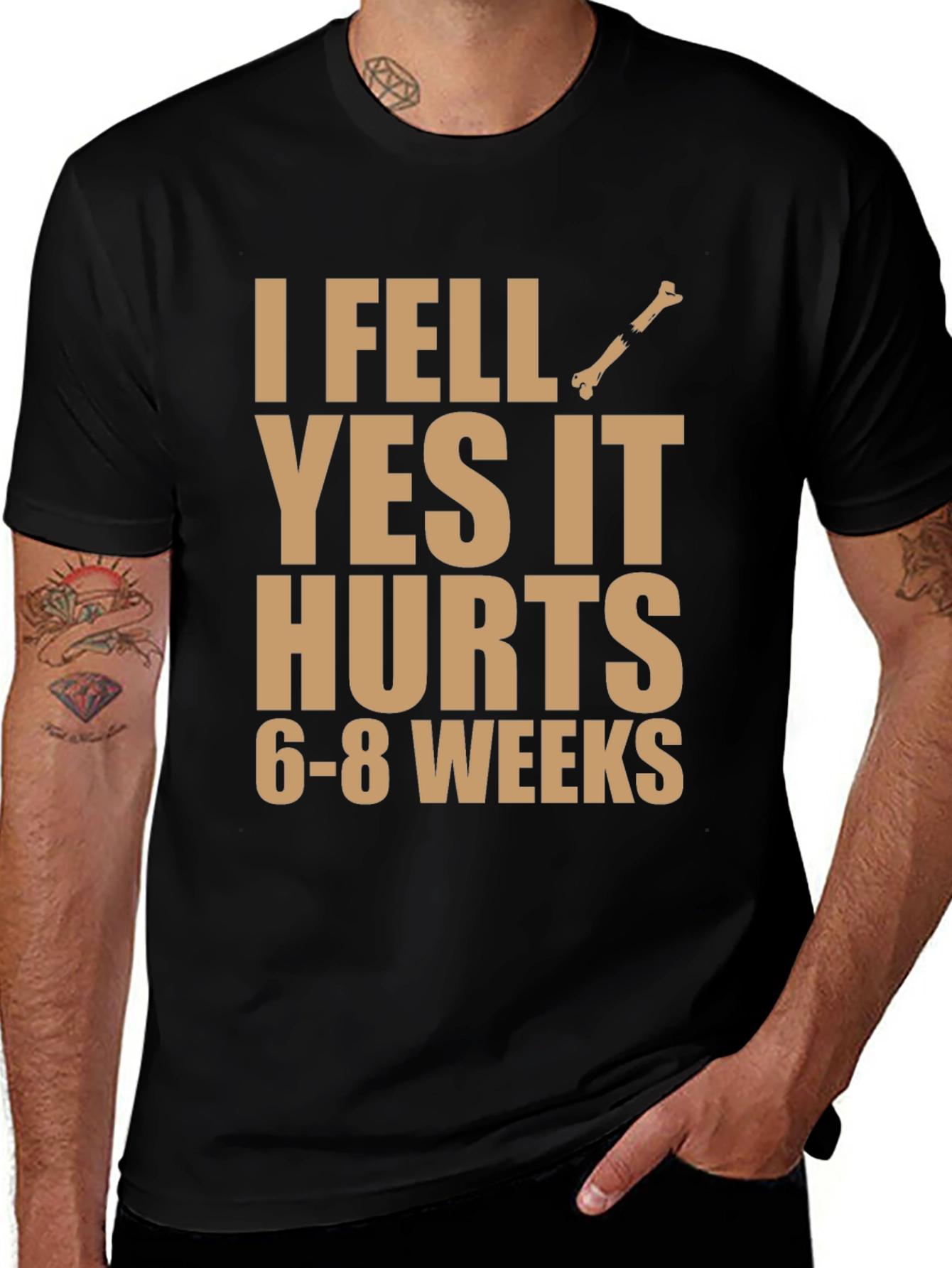 I Fell Yes It Hurts Funny Broken Bone T-Shirt