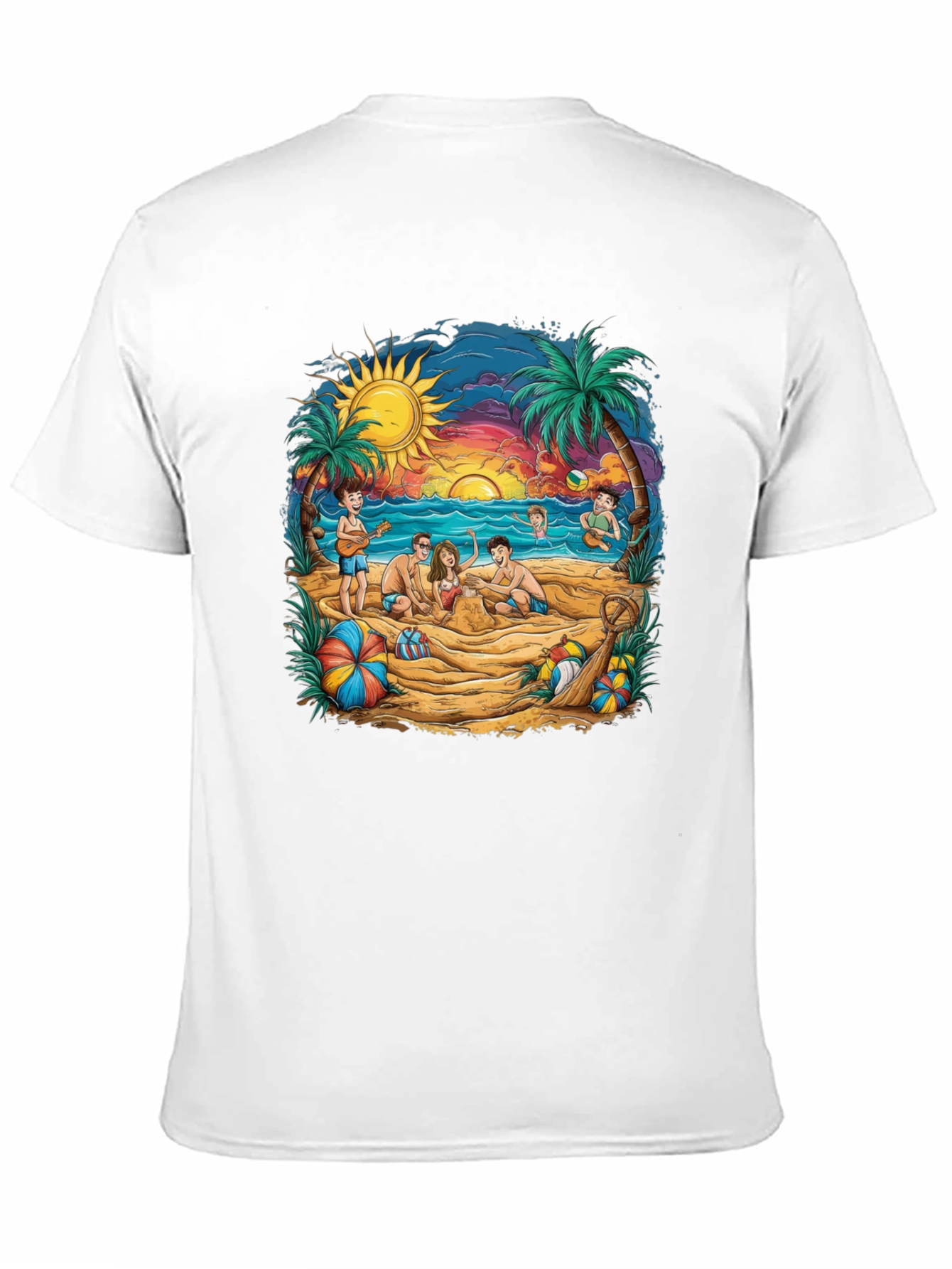 Beach Scene Graphic Tee - Black