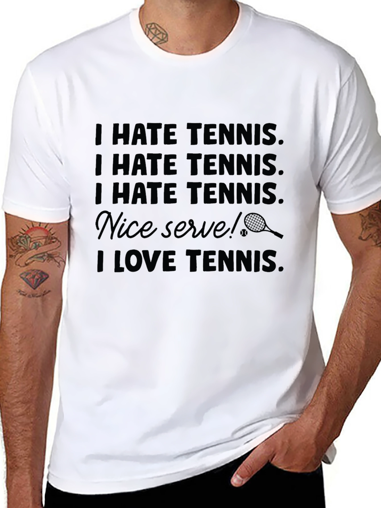 Funny Tennis Graphic T-Shirt: I Hate/Love Tennis