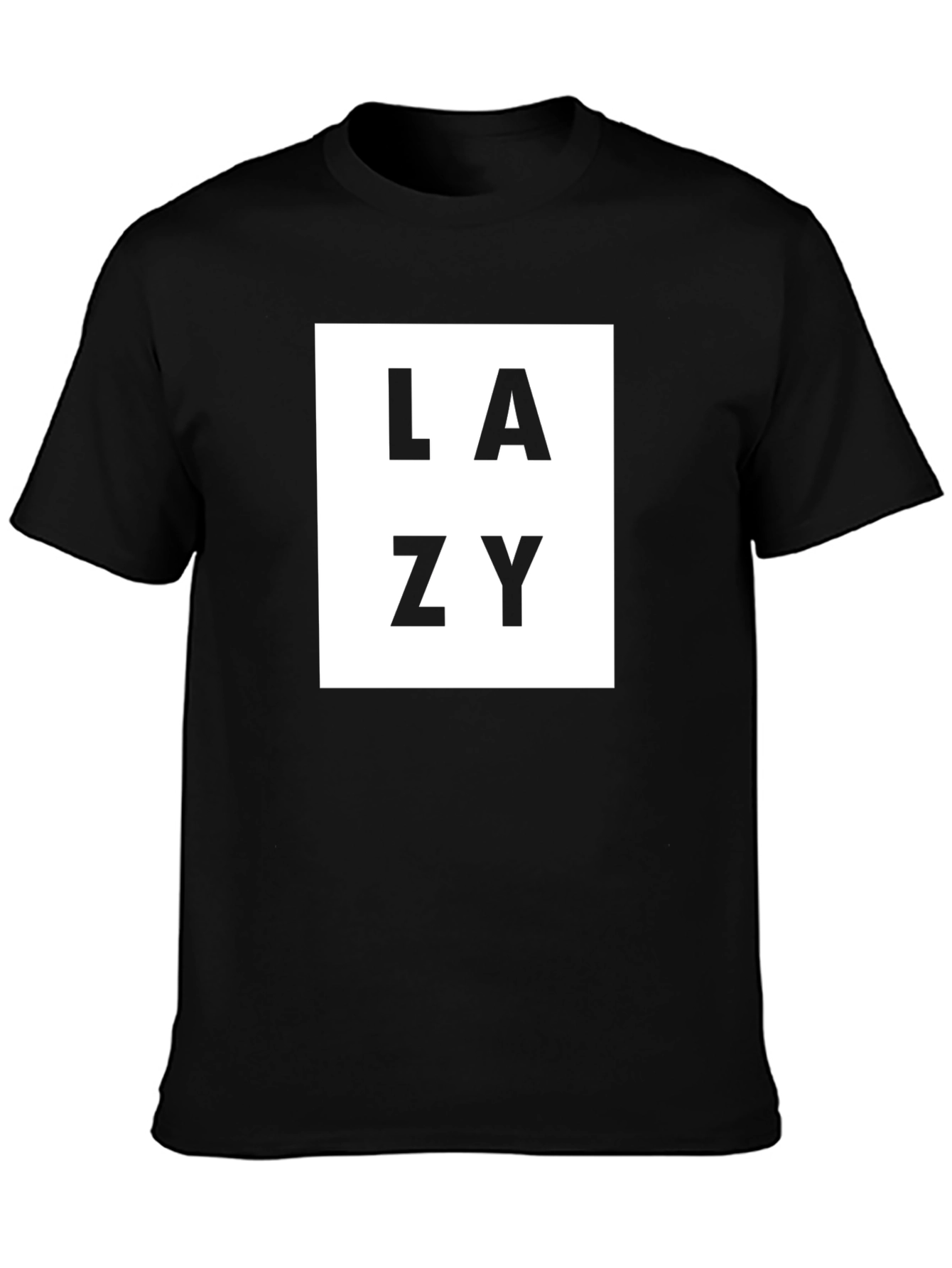 Lazy Graphic Tee - Black Crew Neck Casual T-Shirt