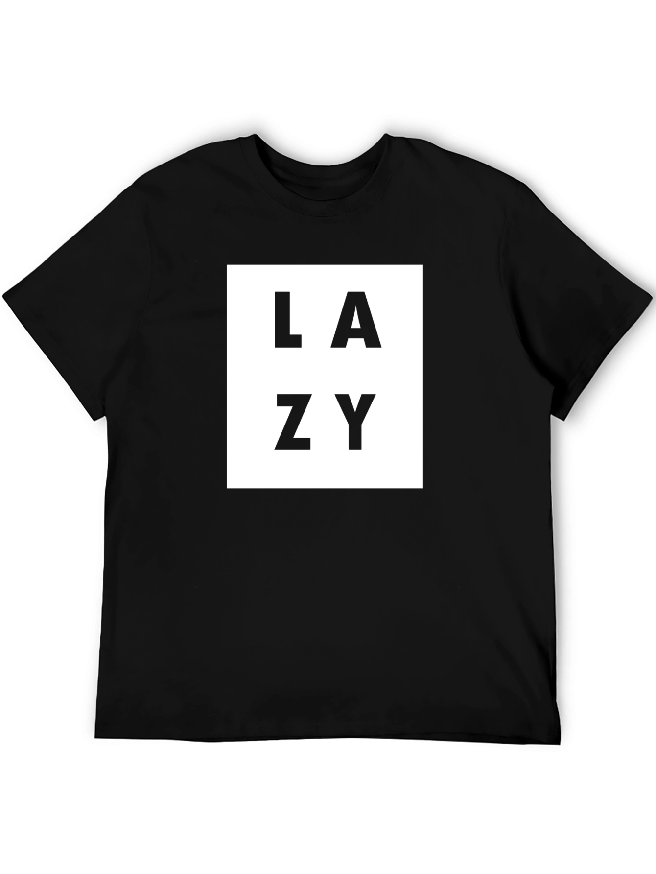 Lazy Graphic Tee - Black Crew Neck Casual T-Shirt