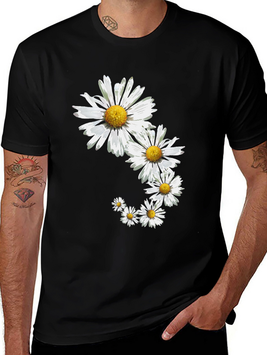 Daisy Chain Graphic Tee - Black Cotton Blend