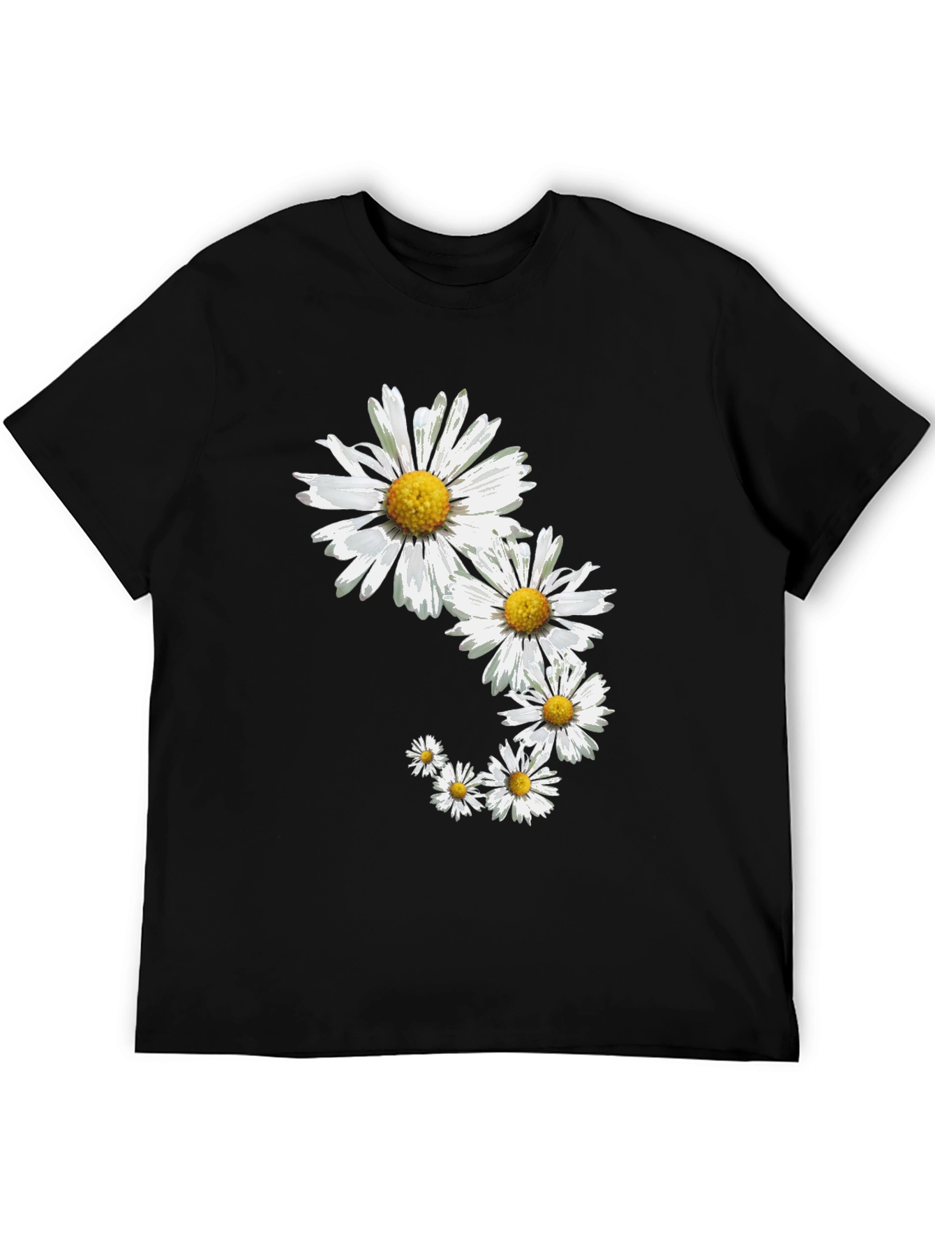 Daisy Chain Graphic Tee - Black Cotton Blend