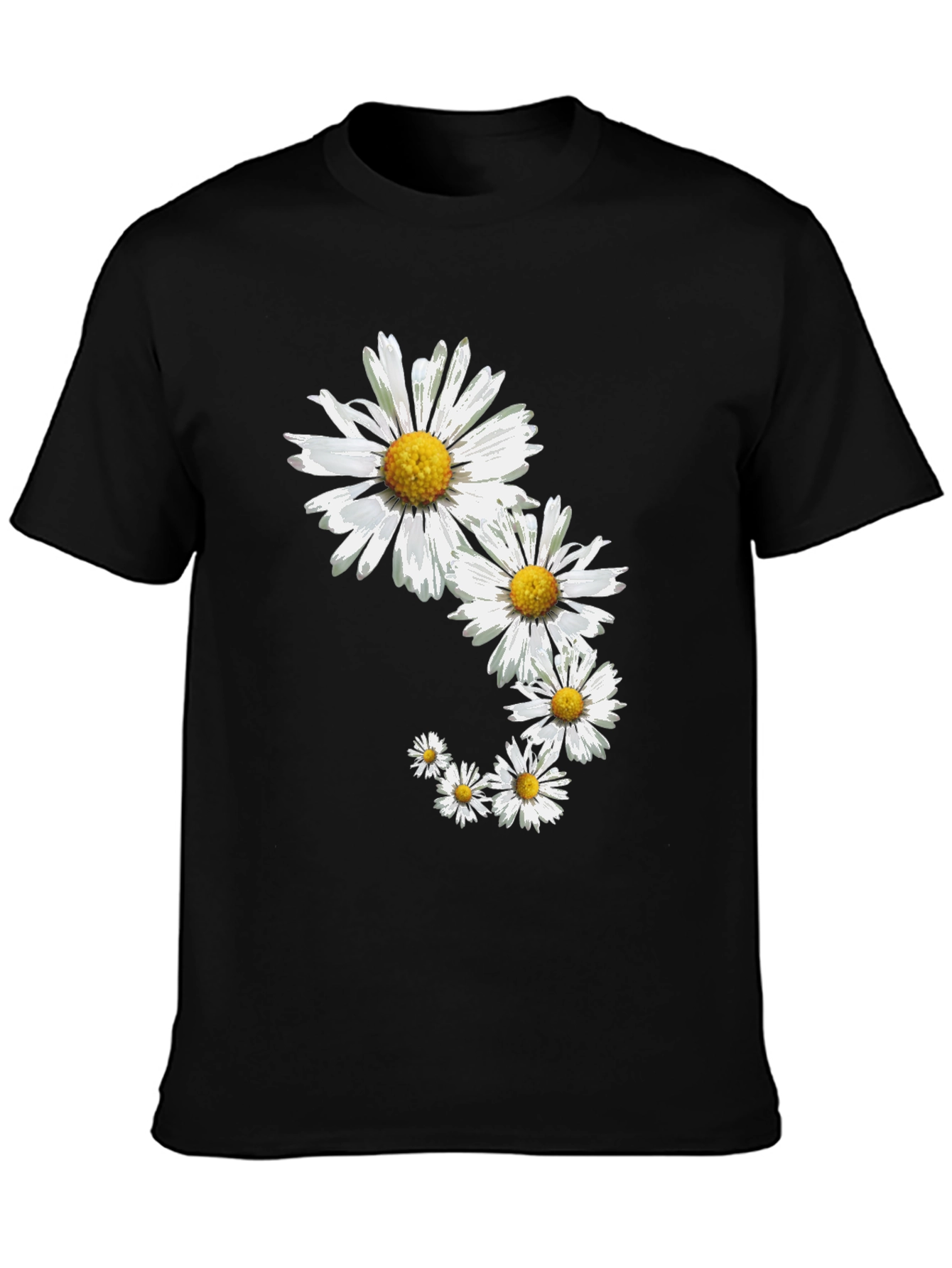 Daisy Chain Graphic Tee - Black Cotton Blend