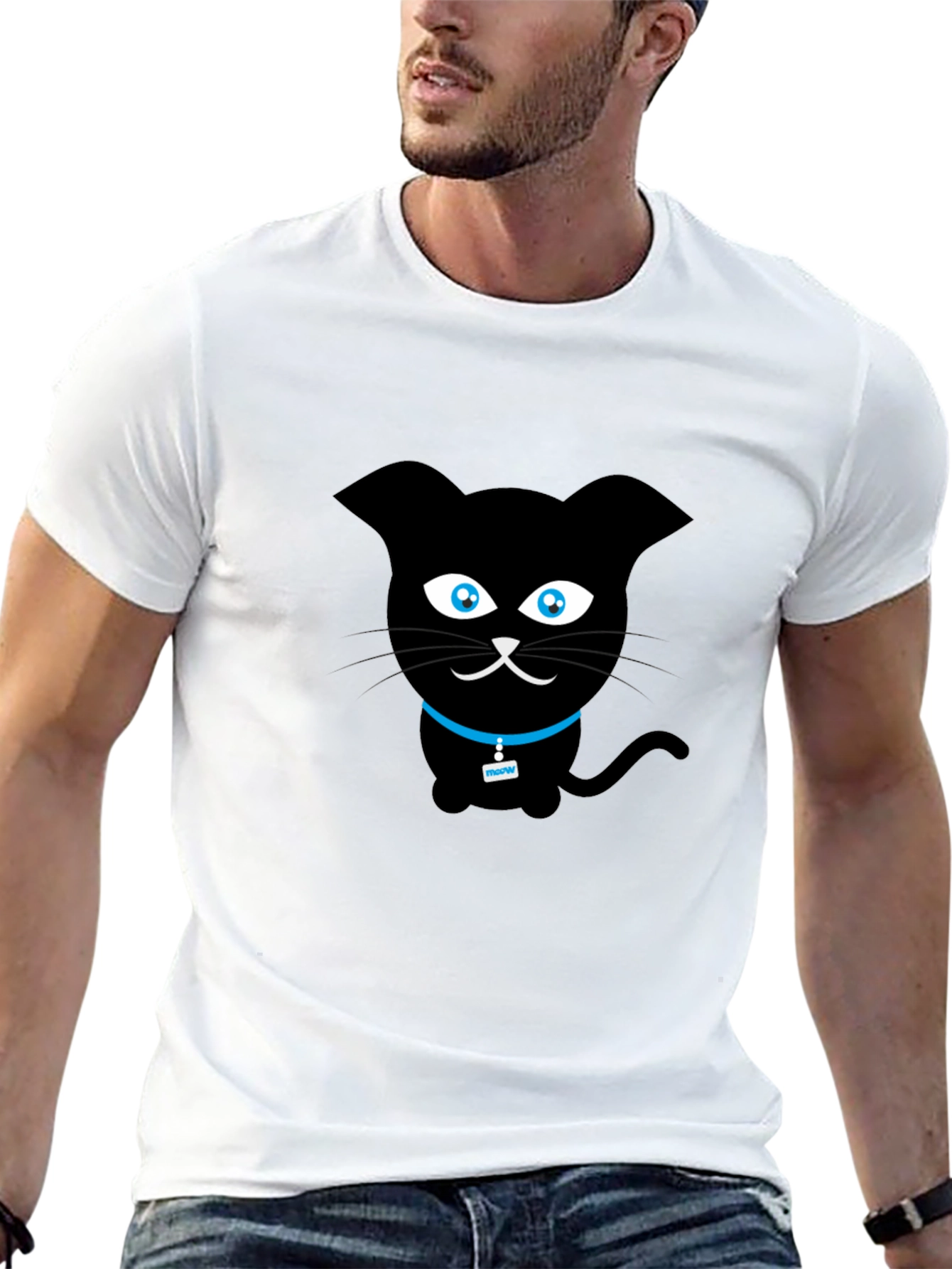 Black Cat Graphic Tee - Cute Cartoon Design