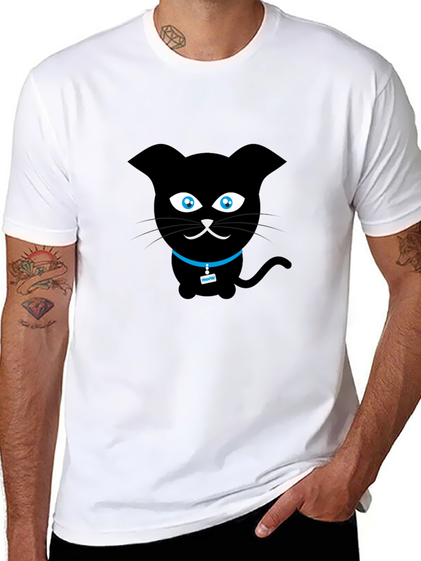Black Cat Graphic Tee - Cute Cartoon Design