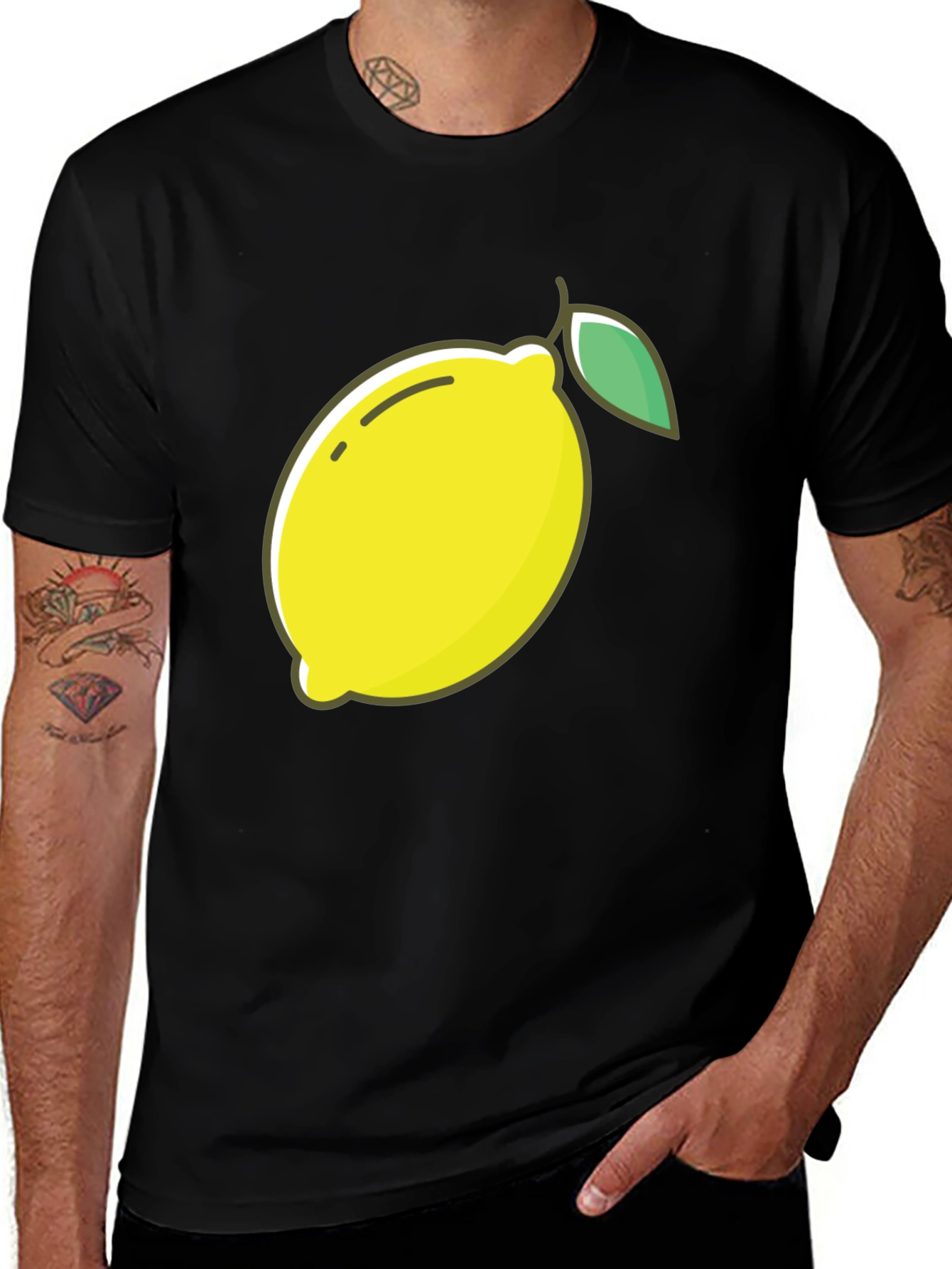 Lemon Graphic Tee - Black Casual T-Shirt