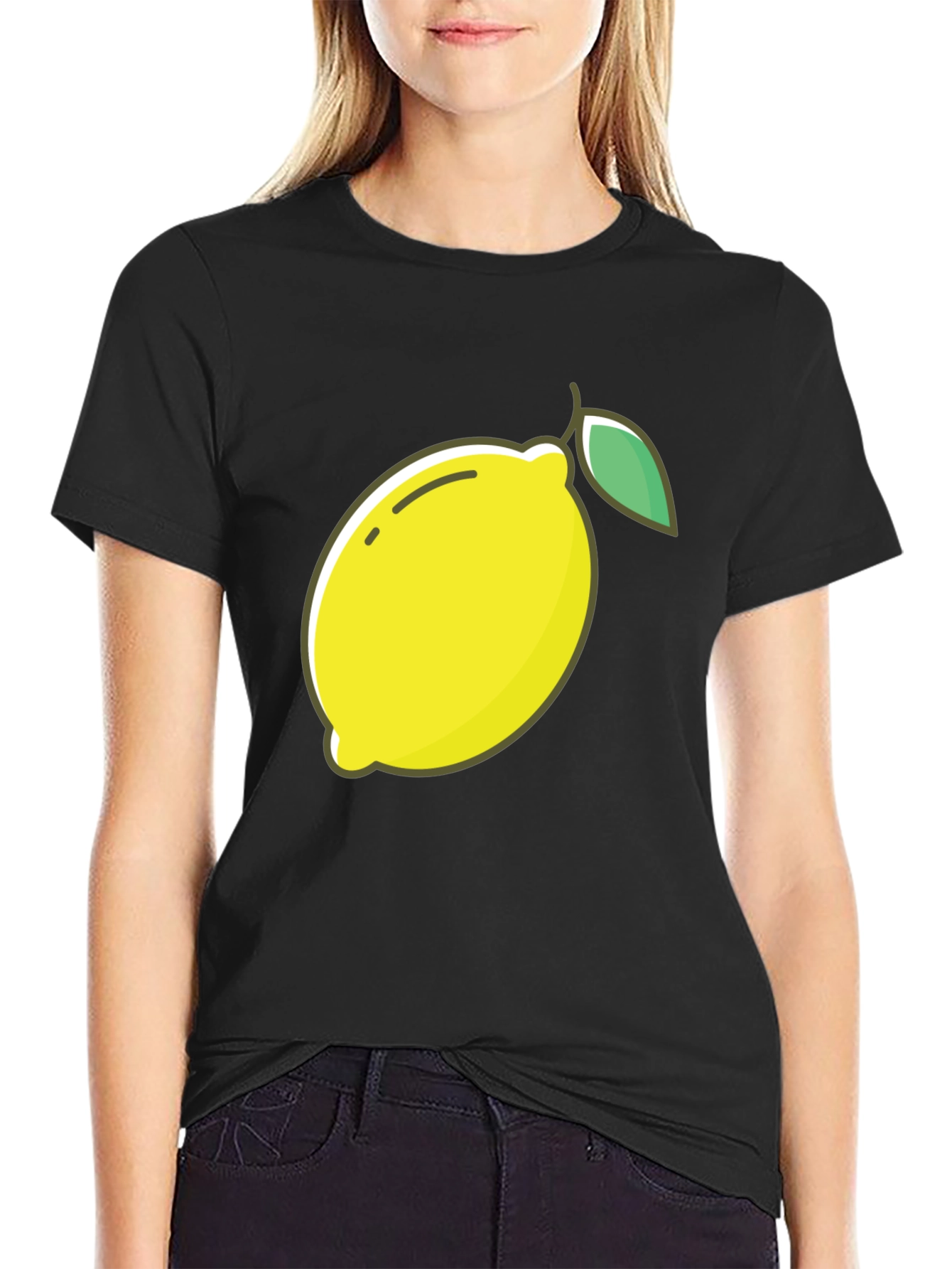 Lemon Graphic Tee - Black Casual T-Shirt