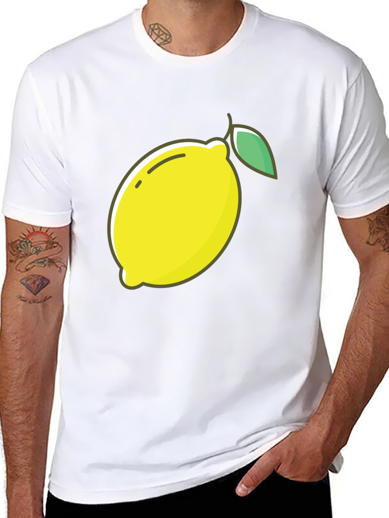 Lemon Graphic Tee - Black Casual T-Shirt