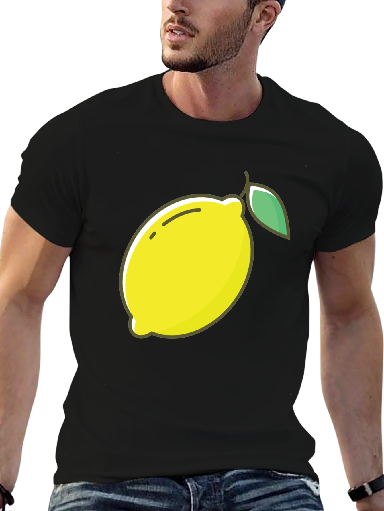 Lemon Graphic Tee - Black Casual T-Shirt