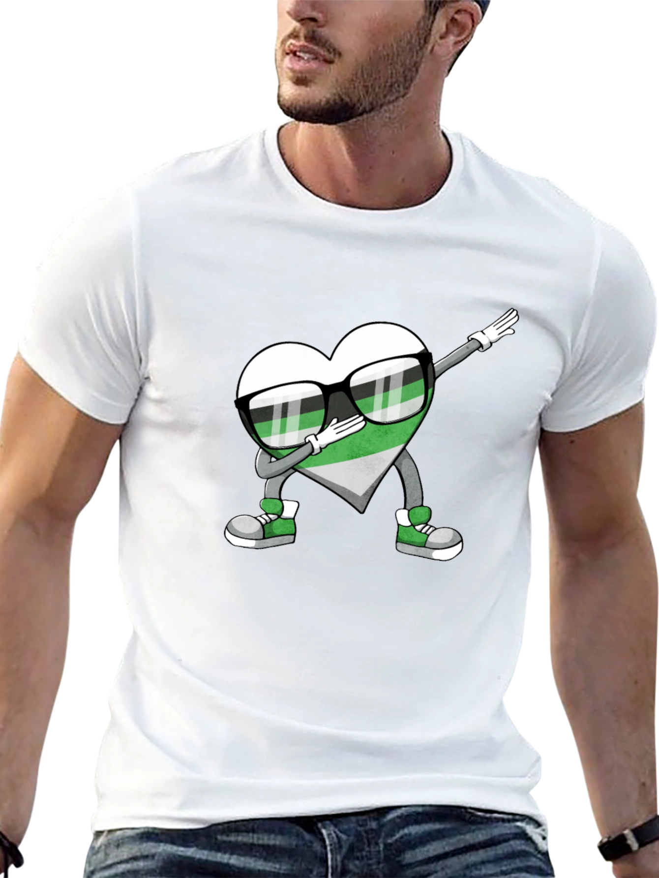 Aromantic Pride Dabbing Heart T-Shirt
