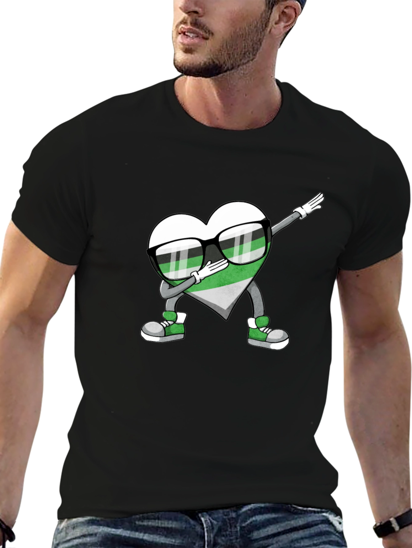 Aromantic Pride Dabbing Heart T-Shirt