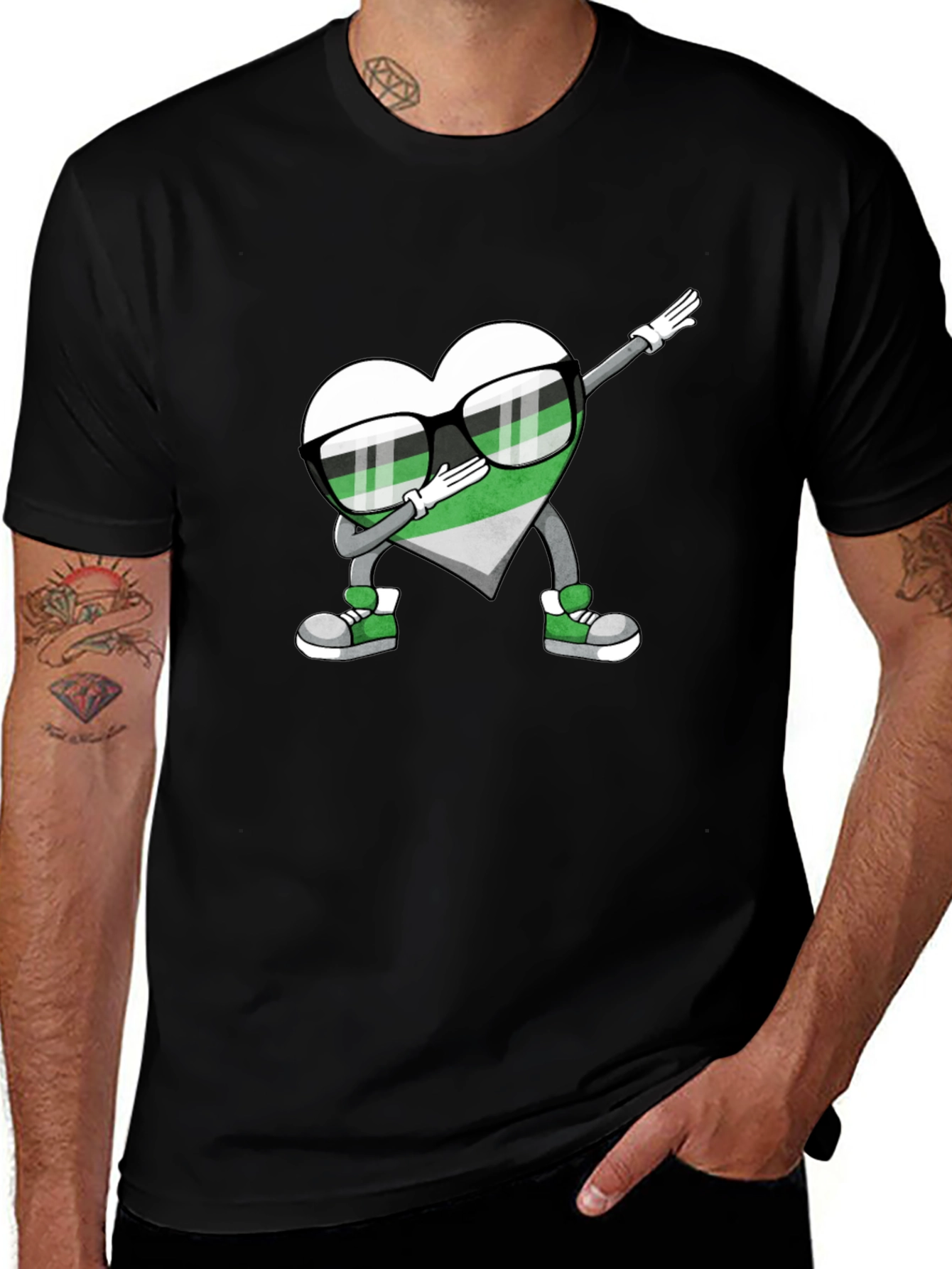 Aromantic Pride Dabbing Heart T-Shirt